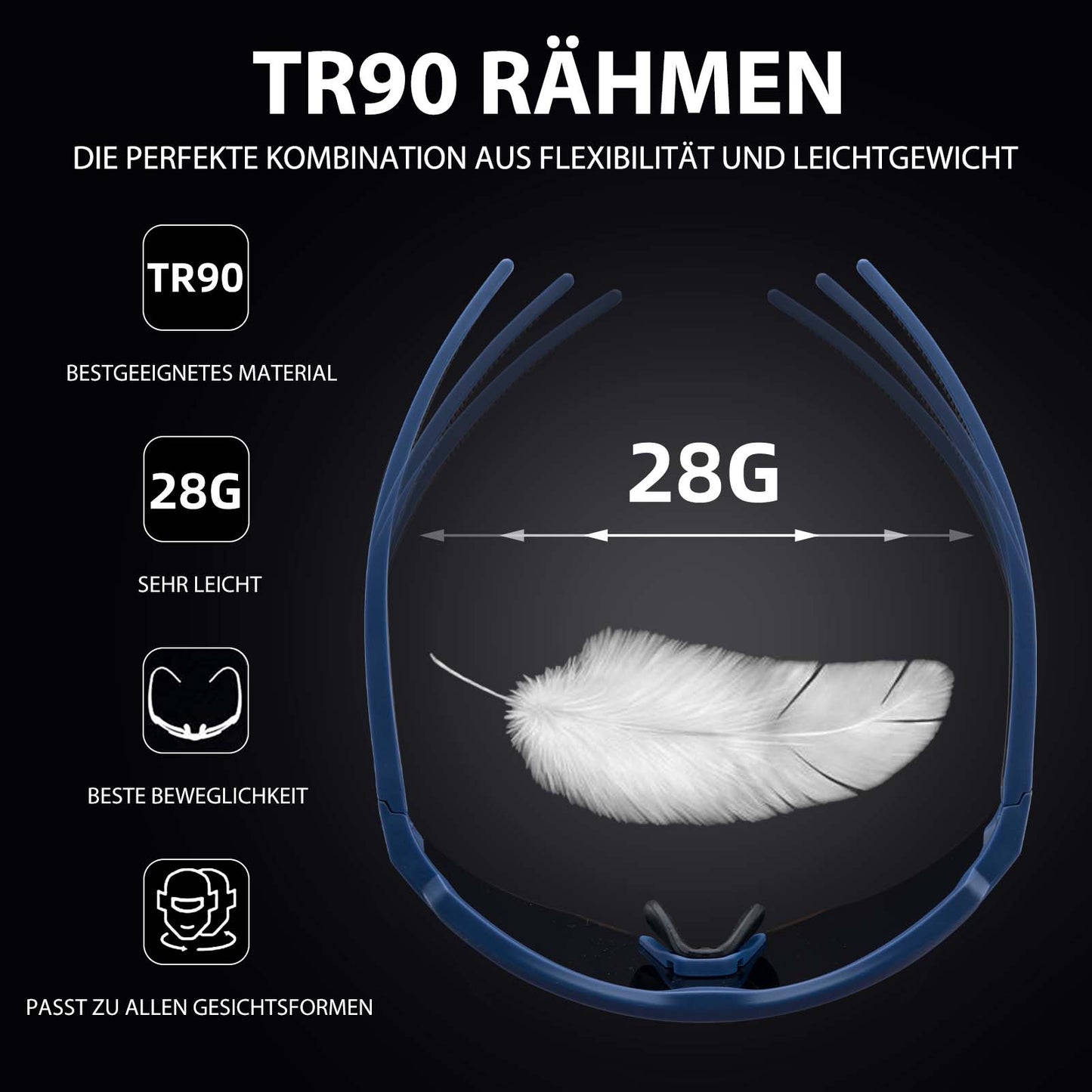 ROCKBROS Polarized cycling glasses with 4 interchangeable lenses