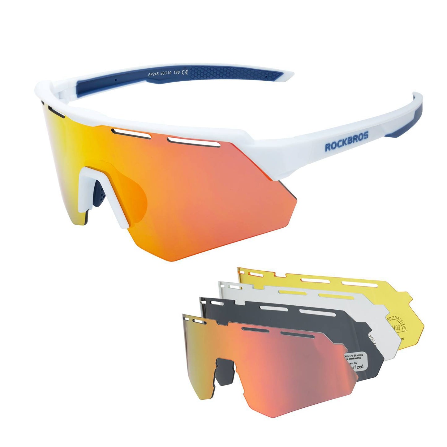 ROCKBROS Polarized cycling glasses with 4 interchangeable lenses