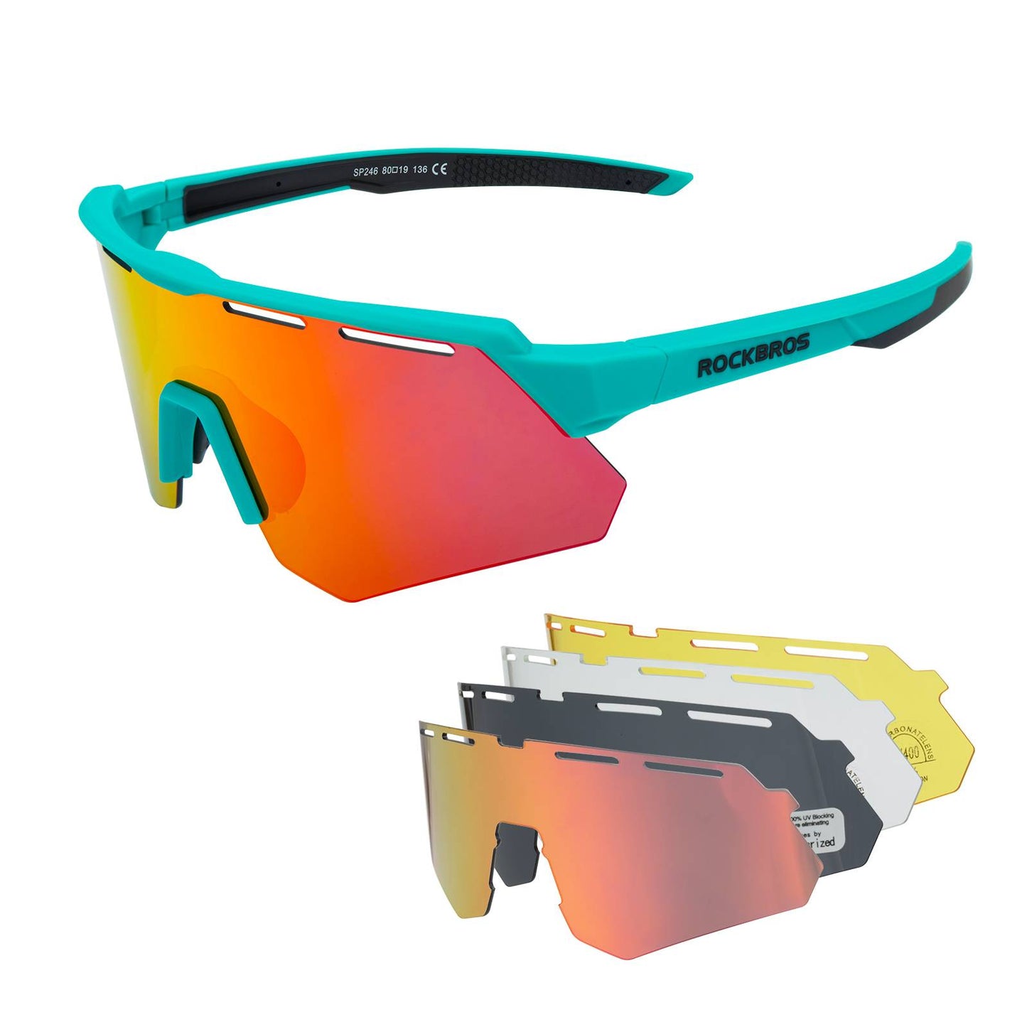 ROCKBROS Polarized cycling glasses with 4 interchangeable lenses