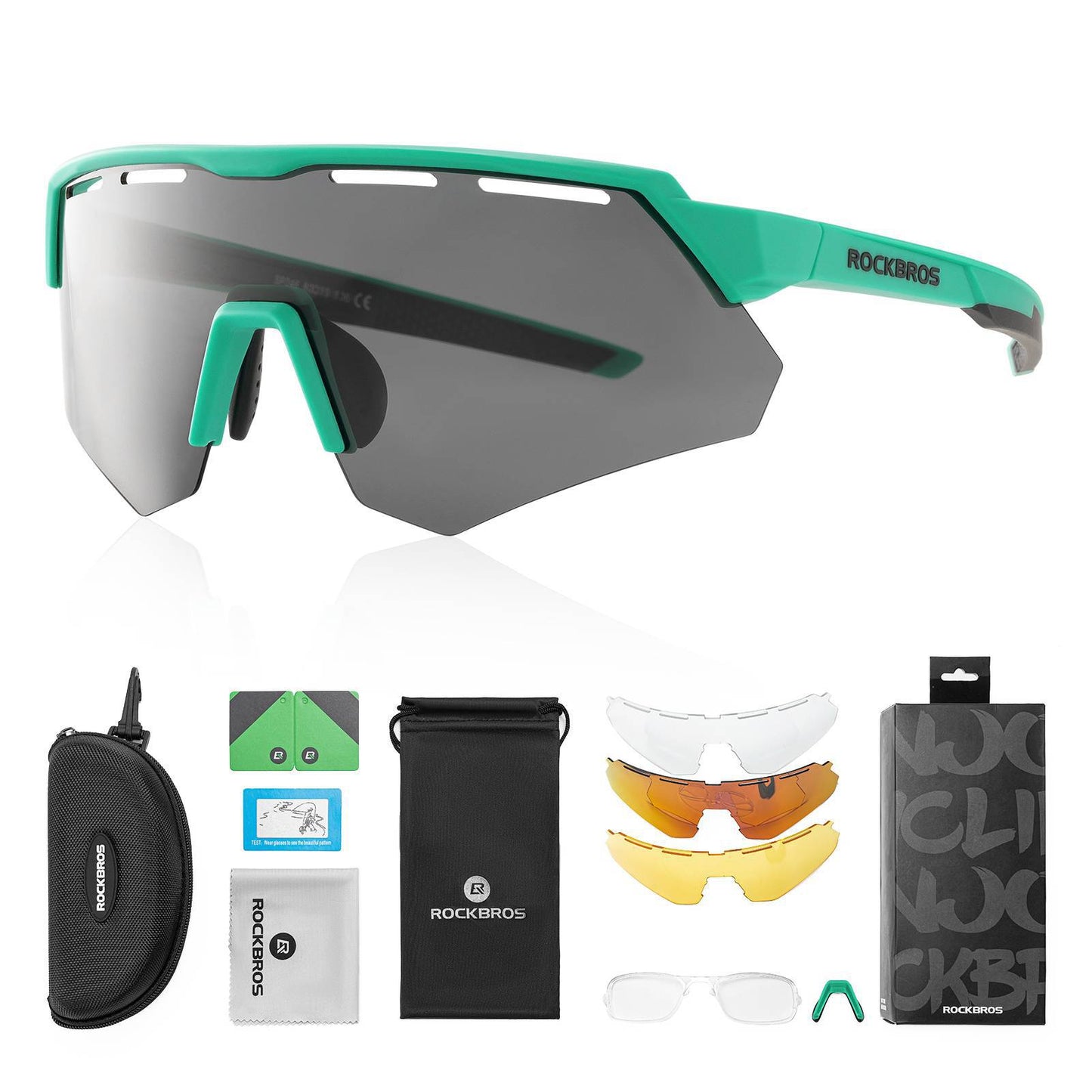 ROCKBROS Polarized cycling glasses with 4 interchangeable lenses