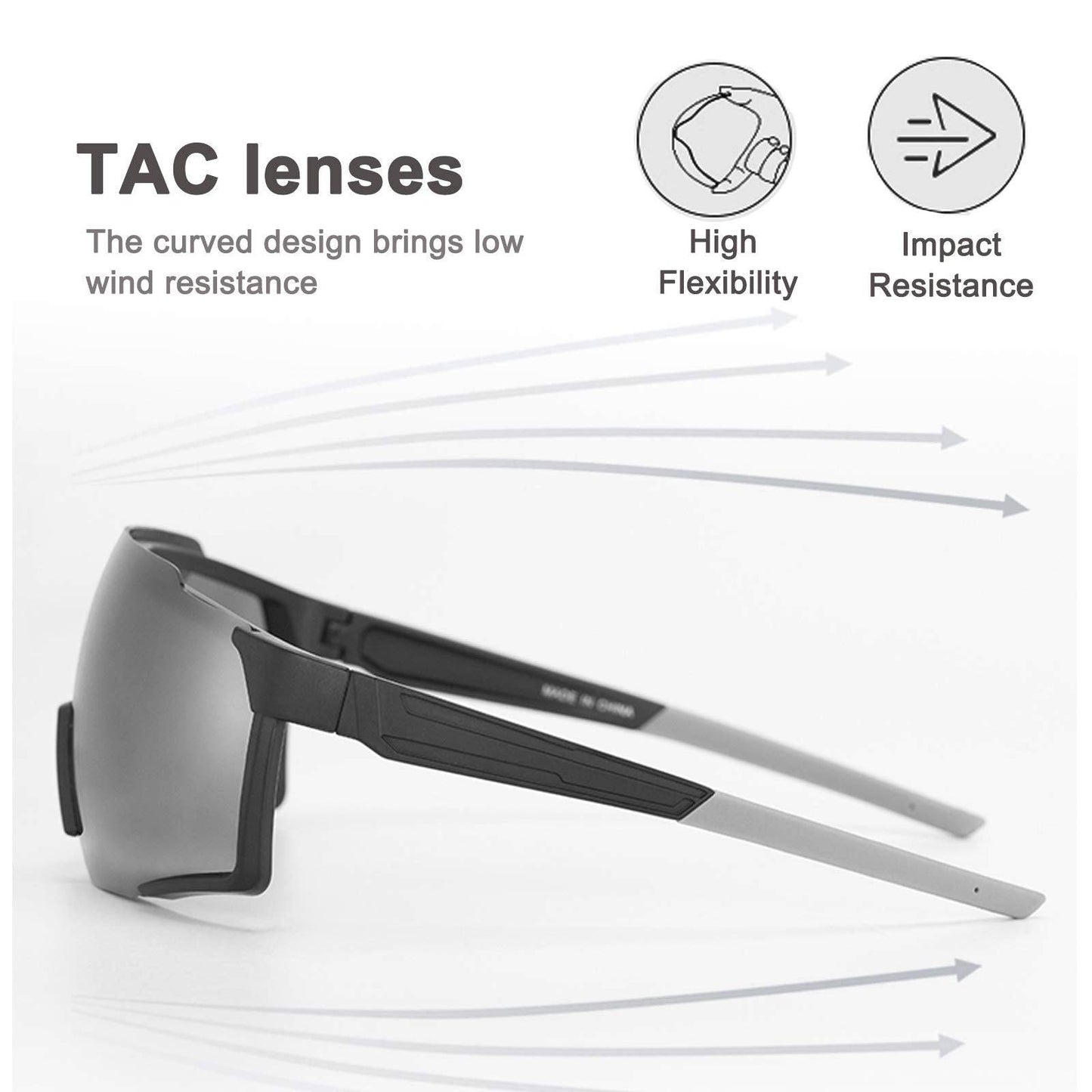 ROCKBROS Polarisierte Sonnenbrille Fahrradbrille für Outdoor-Sport Schwarz