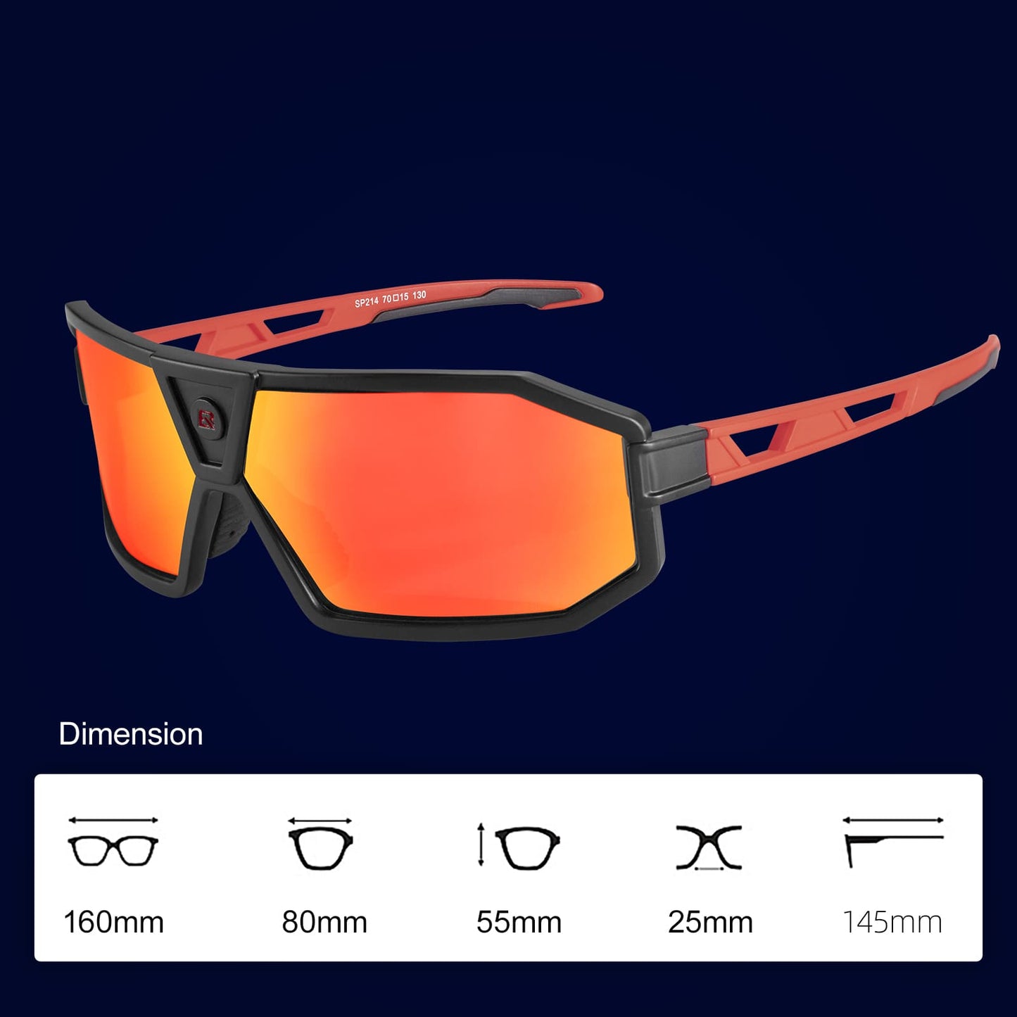 ROCKBROS Polarized Sunglasses Cycling Glasses Unisex Black-Red