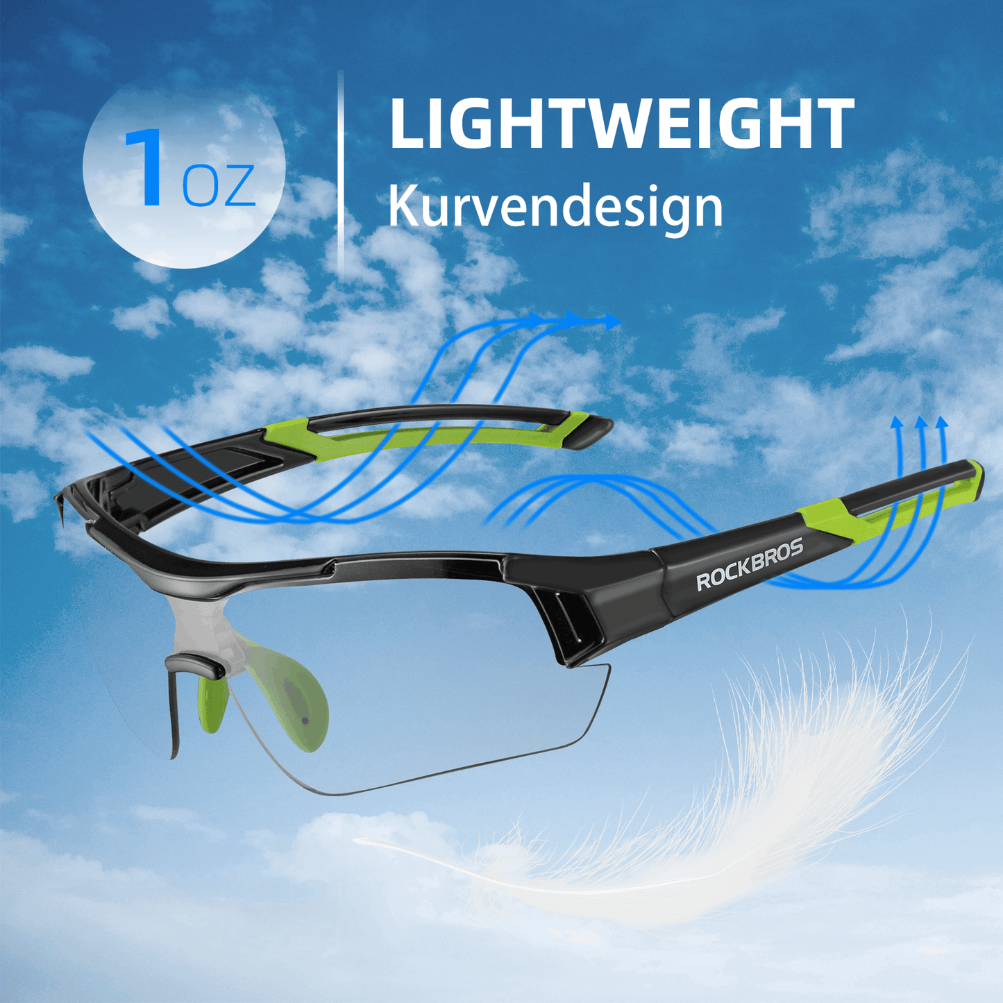ROCKBROS hjólagleraugu sólgleraugu hálframma ljóskróm gleraugu