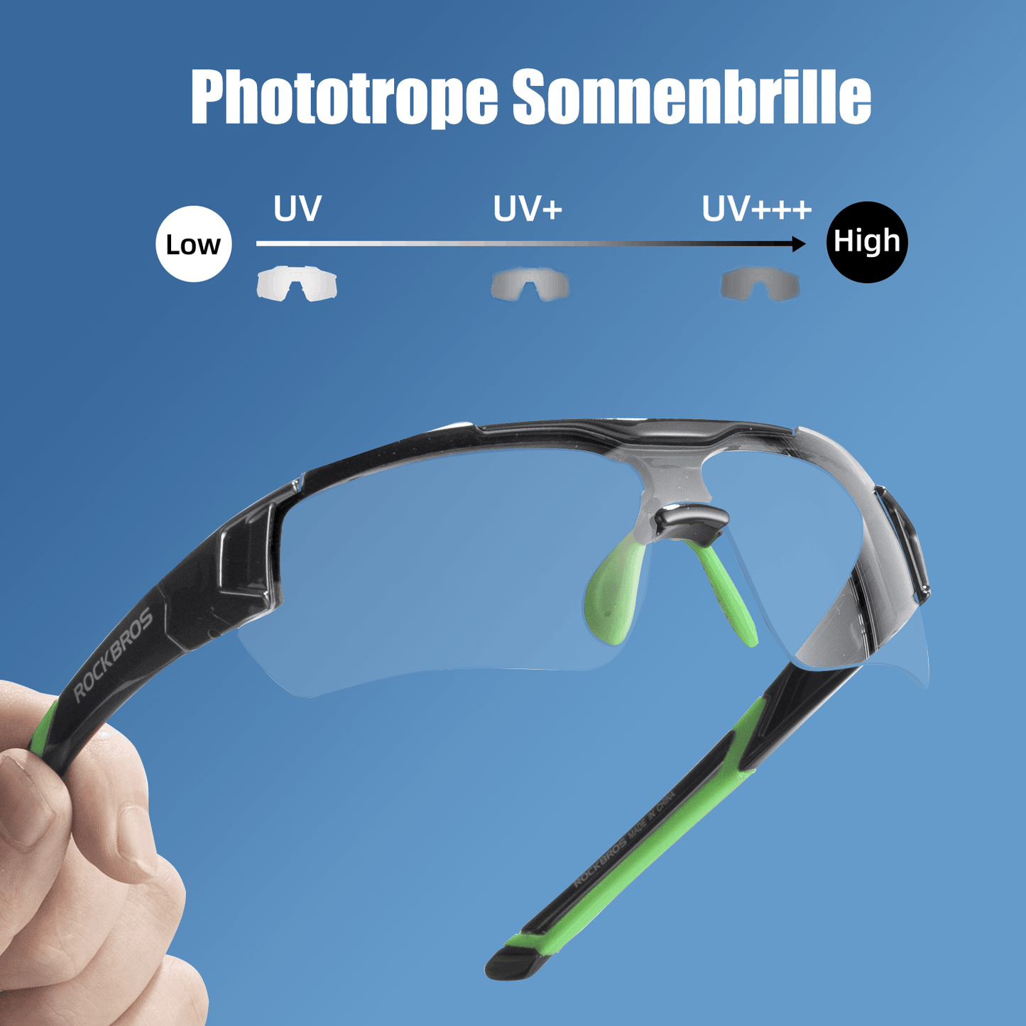 ROCKBROS hjólagleraugu sólgleraugu hálframma ljóskróm gleraugu