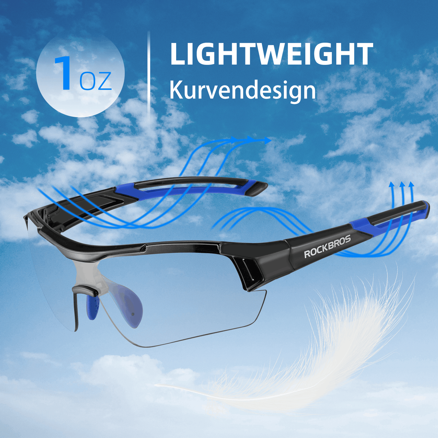 ROCKBROS hjólagleraugu sólgleraugu hálframma ljóskróm gleraugu