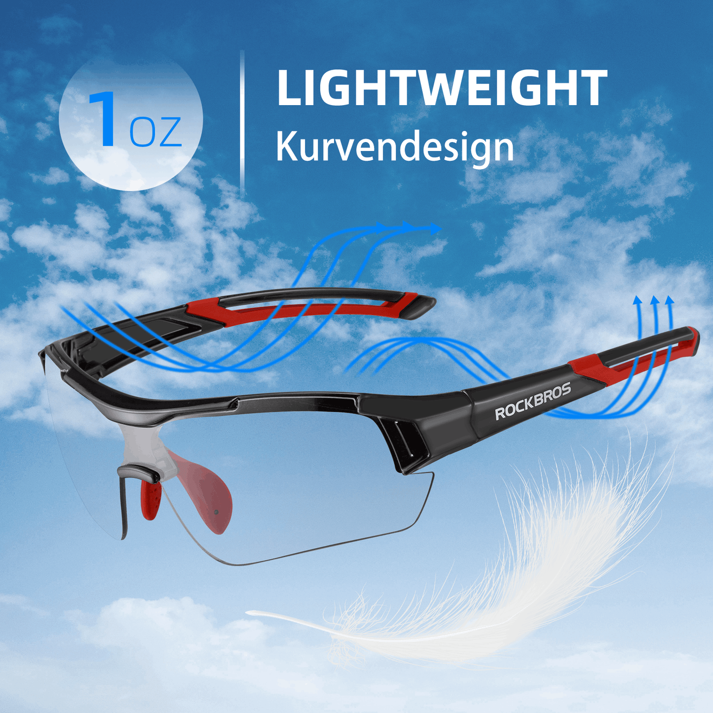 ROCKBROS hjólagleraugu sólgleraugu hálframma ljóskróm gleraugu