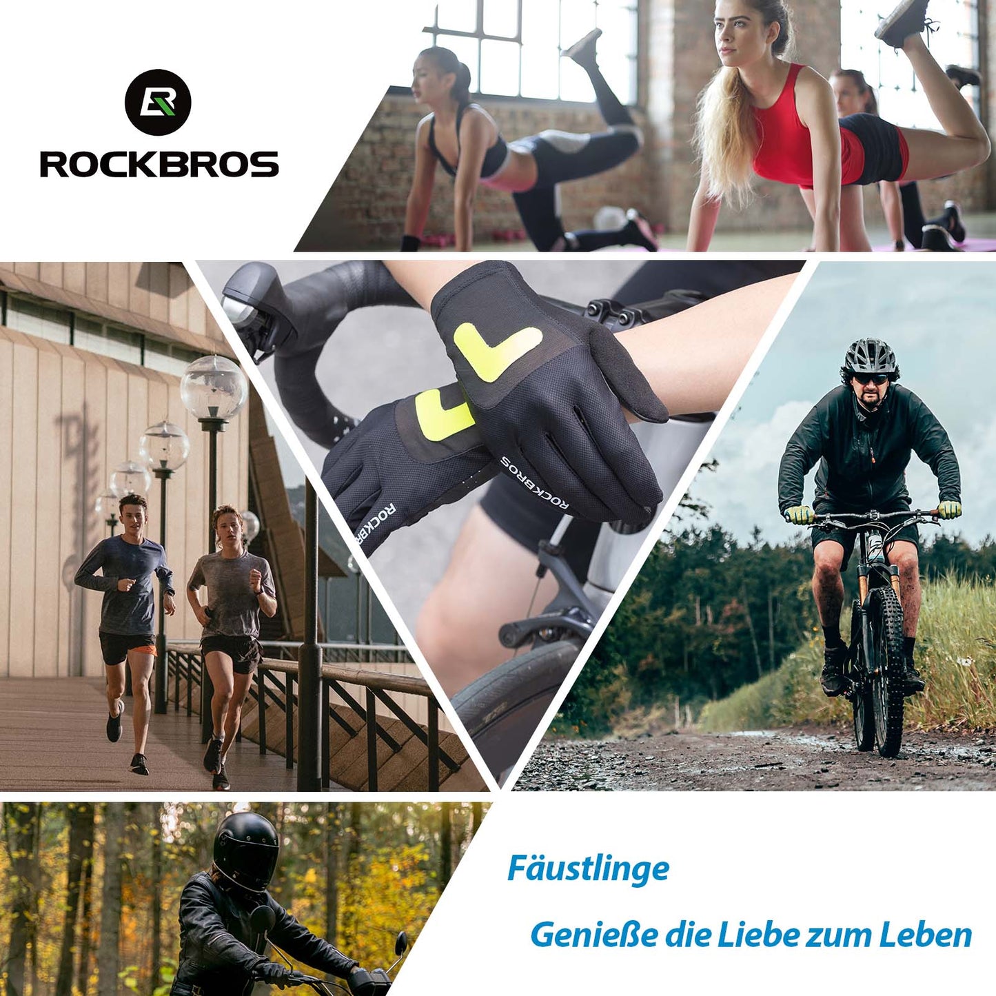 ROCKBROS Radhandschuhe MTB Frühling Herbst Atmungsaktiv Touchscreen Unisex