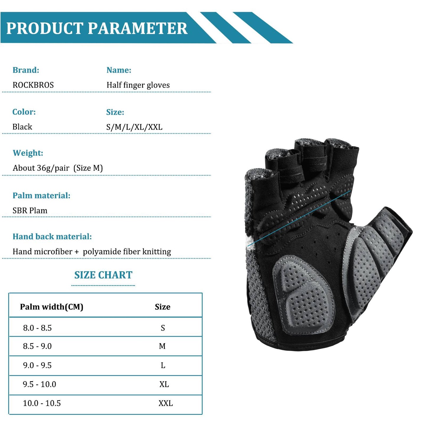 ROCKBROS Cycling Half Finger Gloves Universal Training Gloves