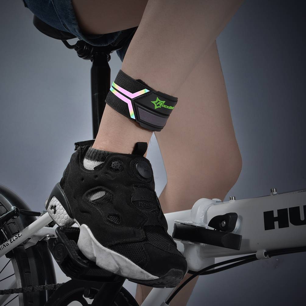 ROCKBROS Reflektorbänder Hosenband mit Klettverschluss 1 Paar Schwarz