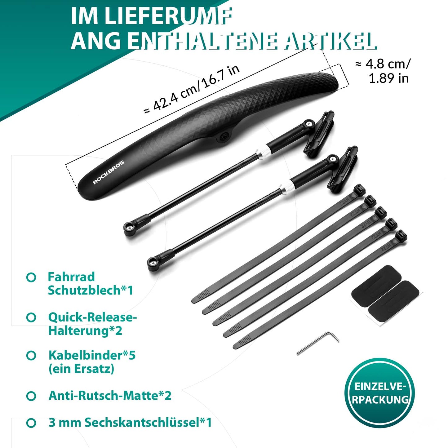 ROCKBROS Road Bike Mudguard Set for 27.5 Inch Bicycles Quick-Release