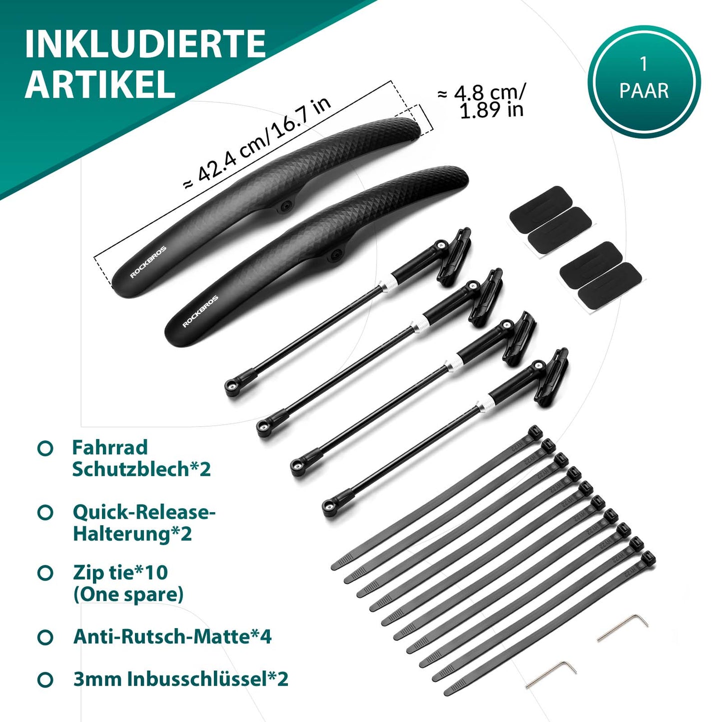 ROCKBROS Road Bike Mudguard Set for 27.5 Inch Bicycles Quick-Release