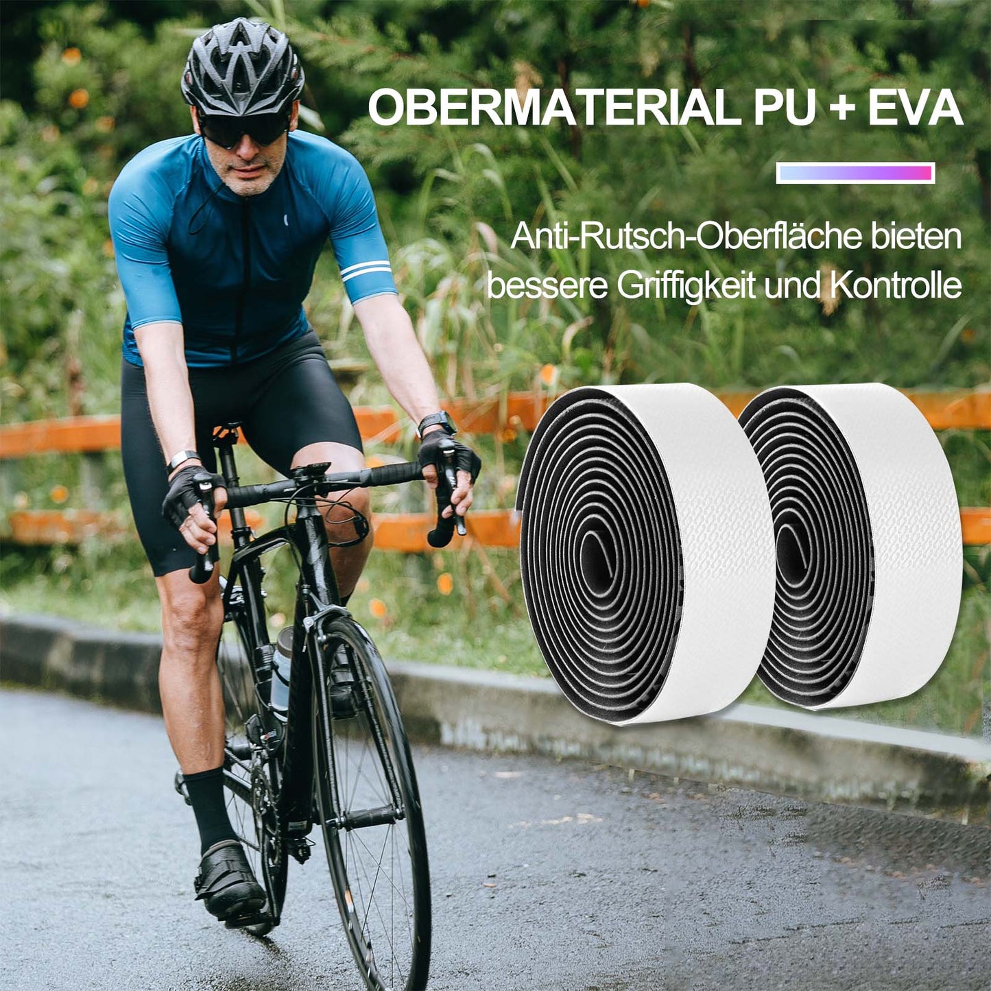 ROCKBROS non-slip bicycle handlebar tape for MTB and road bikes, 2 rolls