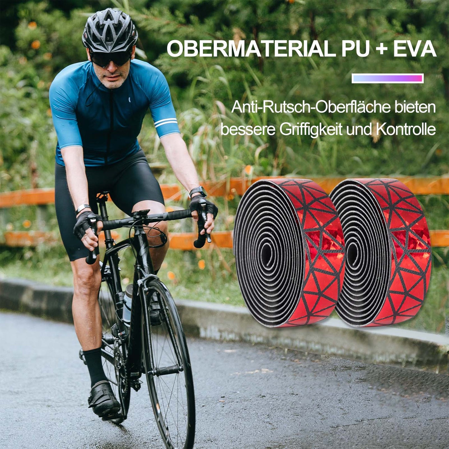 ROCKBROS non-slip bicycle handlebar tape for MTB and road bikes, 2 rolls