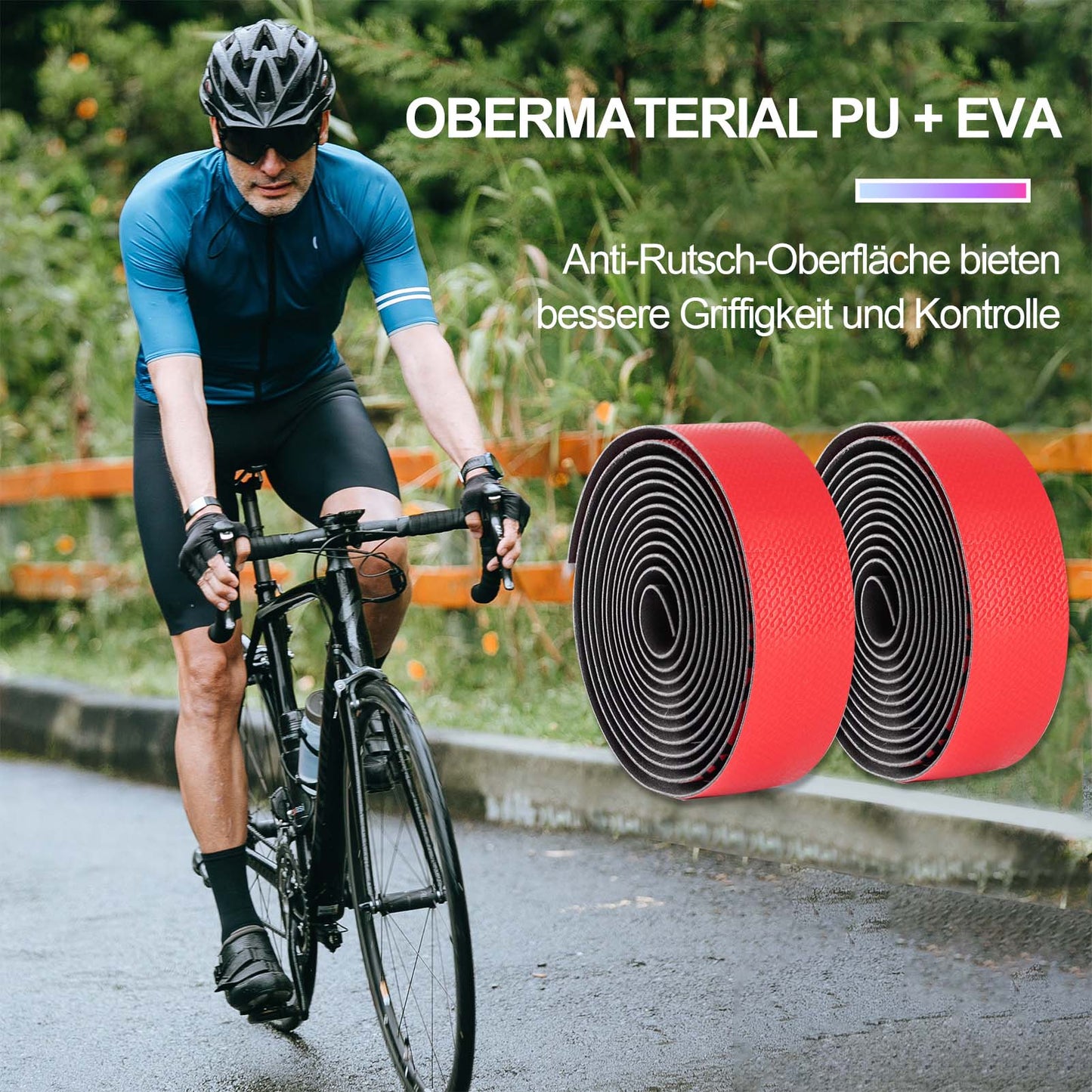 ROCKBROS non-slip bicycle handlebar tape for MTB and road bikes, 2 rolls