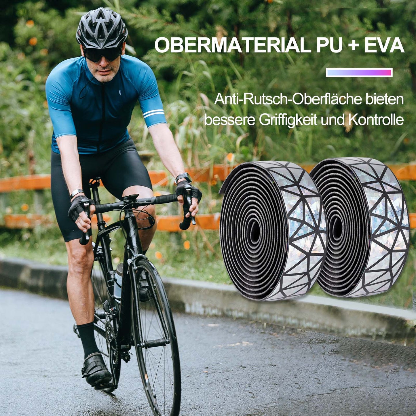 ROCKBROS non-slip bicycle handlebar tape for MTB and road bikes, 2 rolls