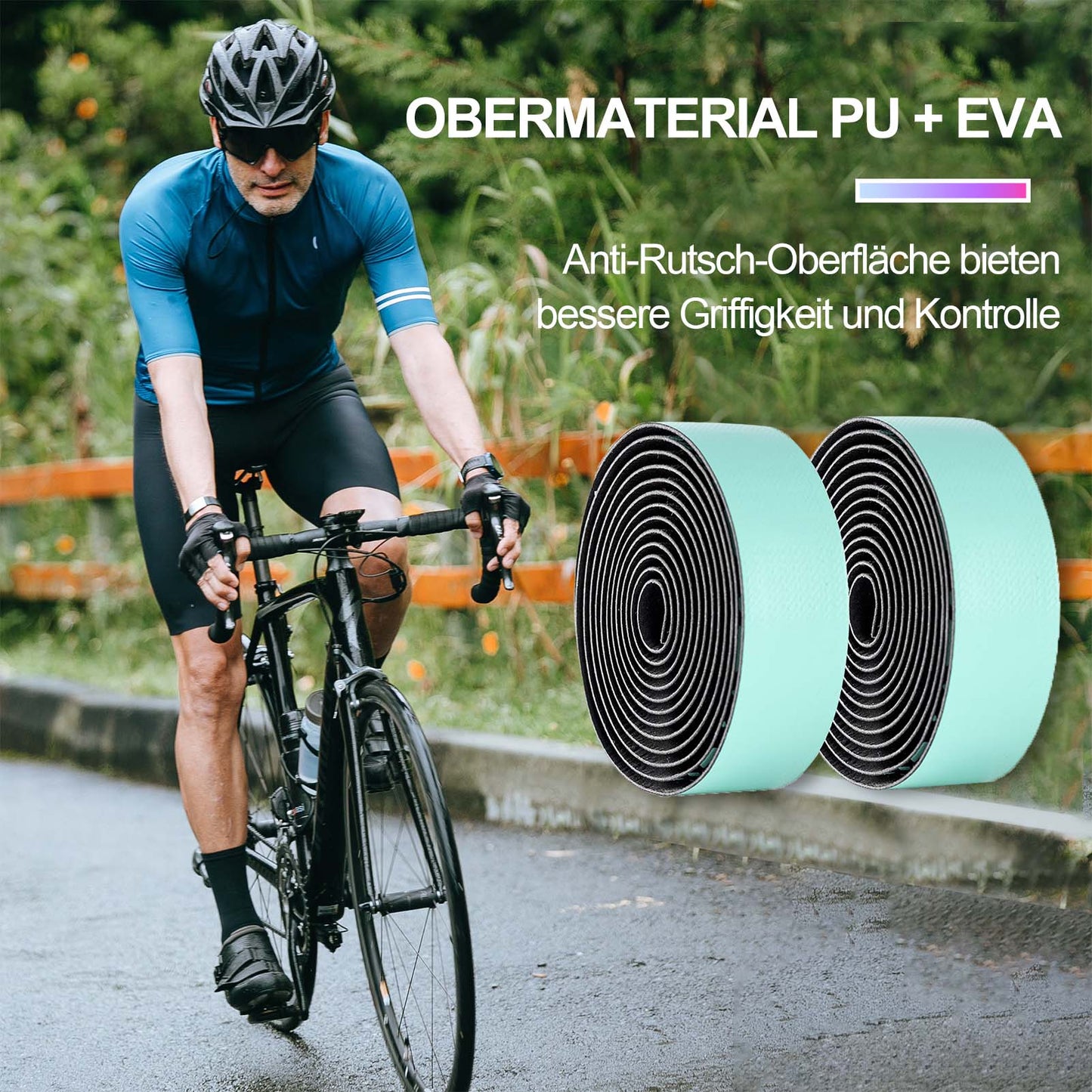 ROCKBROS non-slip bicycle handlebar tape for MTB and road bikes, 2 rolls