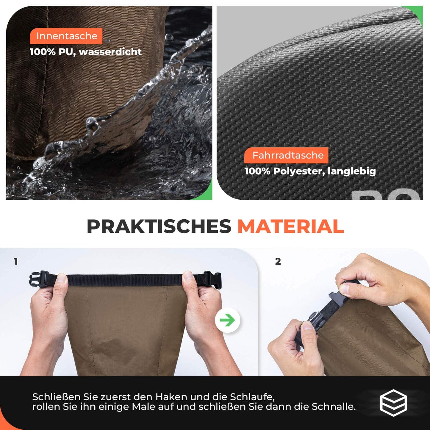 ROCKBROS Satteltasche Wasserdichte Fahrradtasche Erweiterbar mit Innentasche