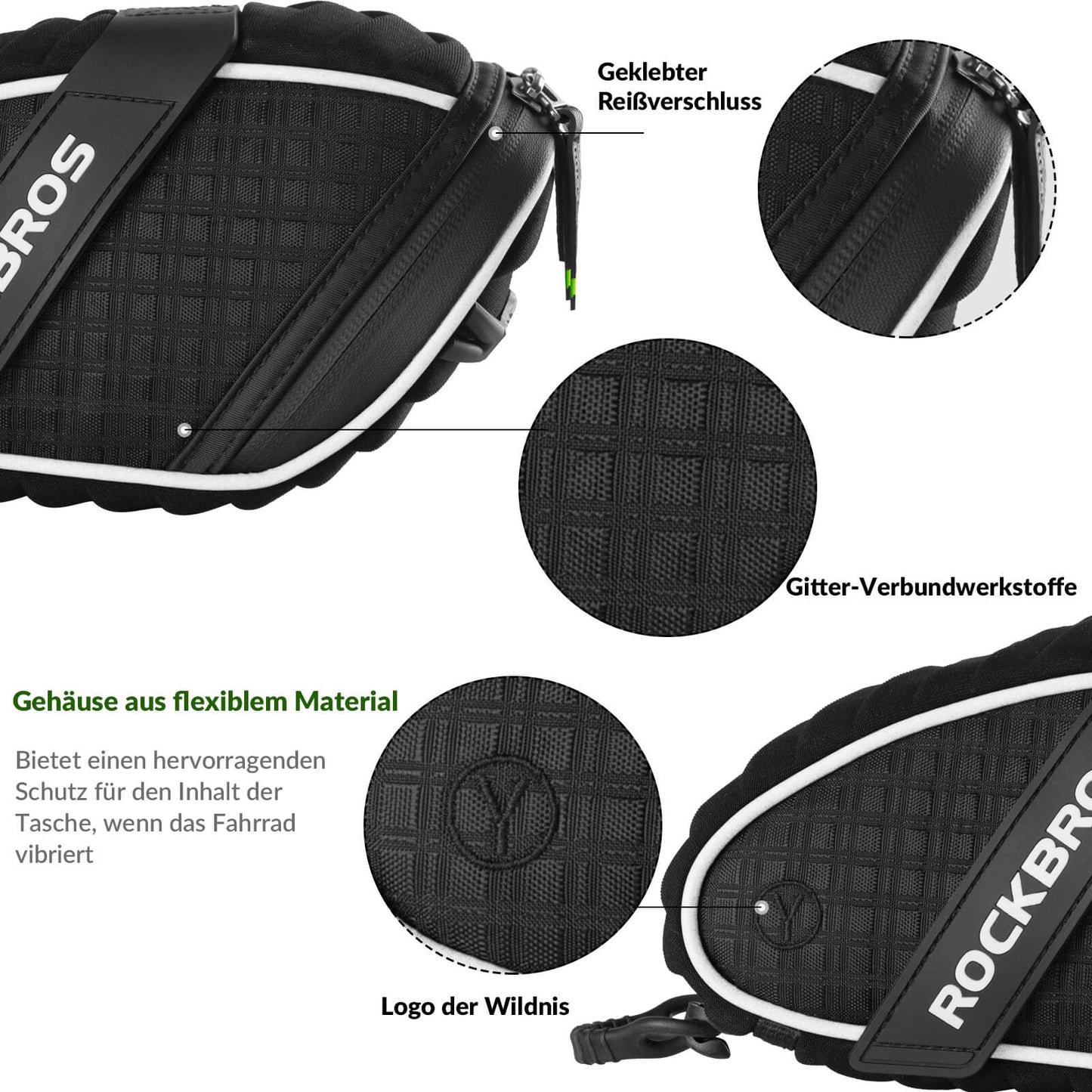 ROCKBROS Saddlebags Bicycle Seat Bags with Rear Light Mount 1L