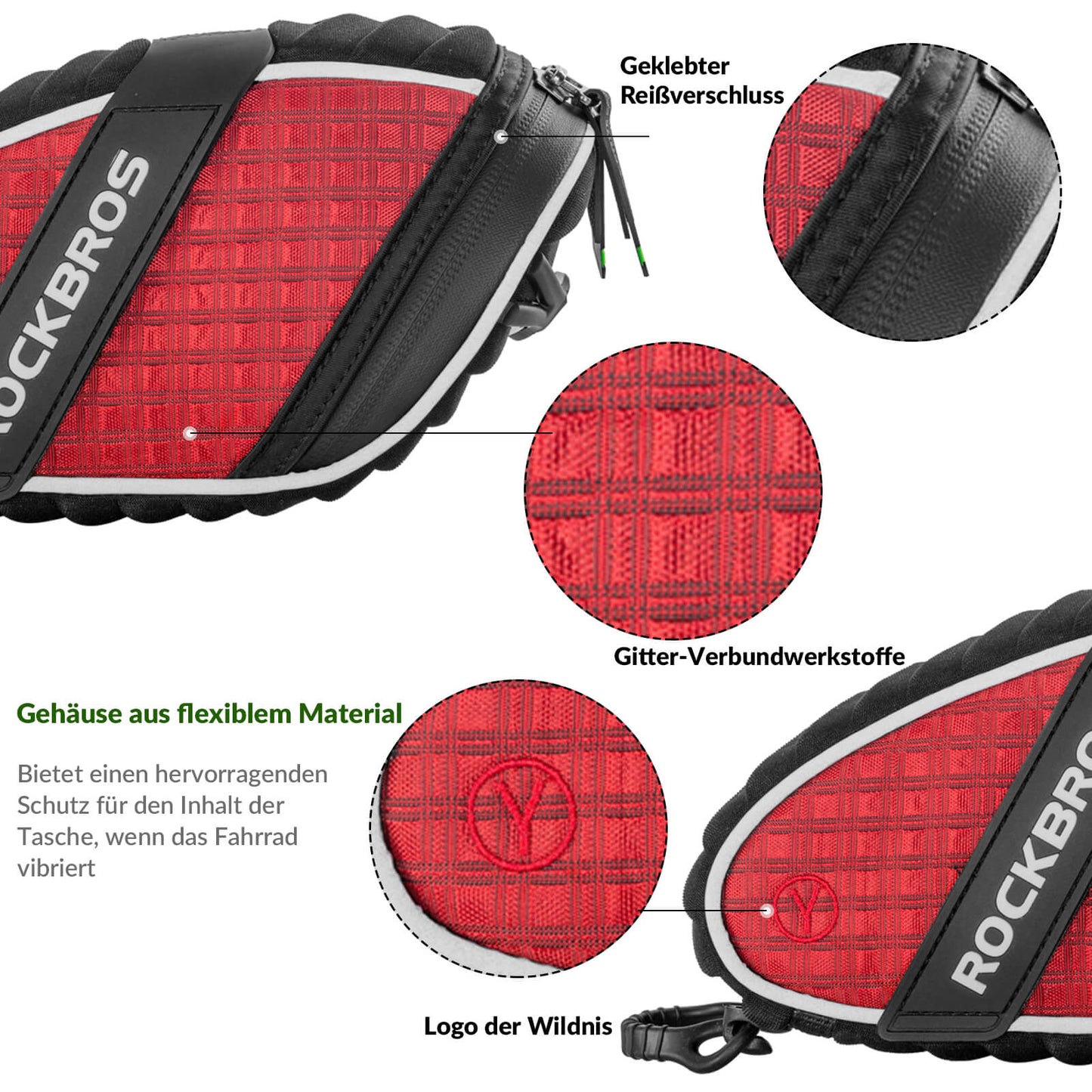 ROCKBROS Saddlebags Bicycle Seat Bags with Rear Light Mount 1L