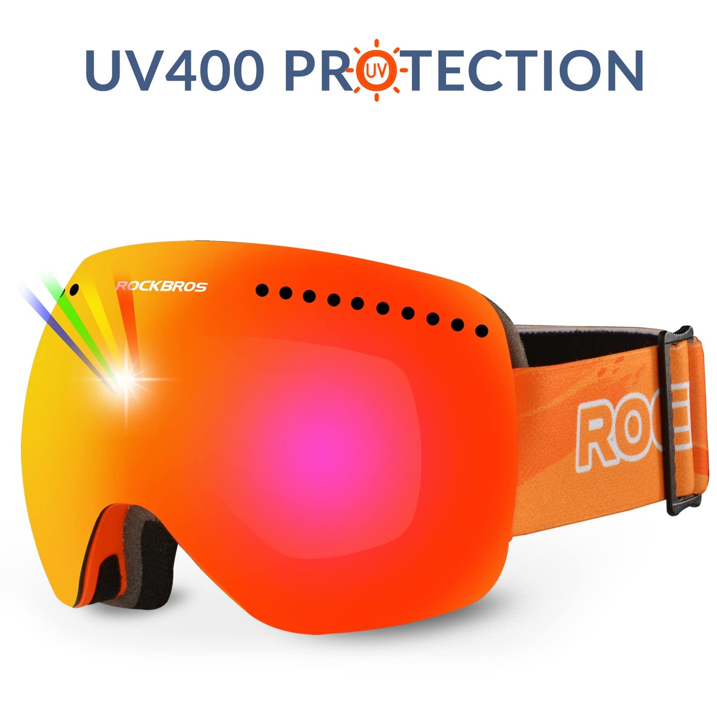 ROCKBROS Ski Goggles for Women and Men, Anti-Fog, UV400 Protection