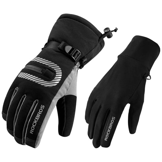 ROCKBROS Ski Gloves 2 in 1 Windproof Warm Gloves Black M-2XL 