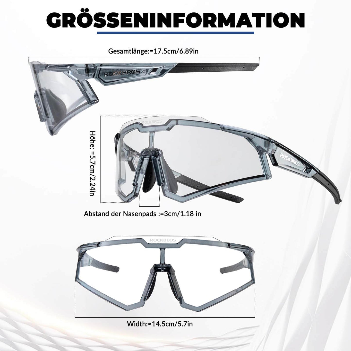 ROCKBROS Sonnenbrille Fahrradbrille Selbsttönend Outdoor UV400 Schutz