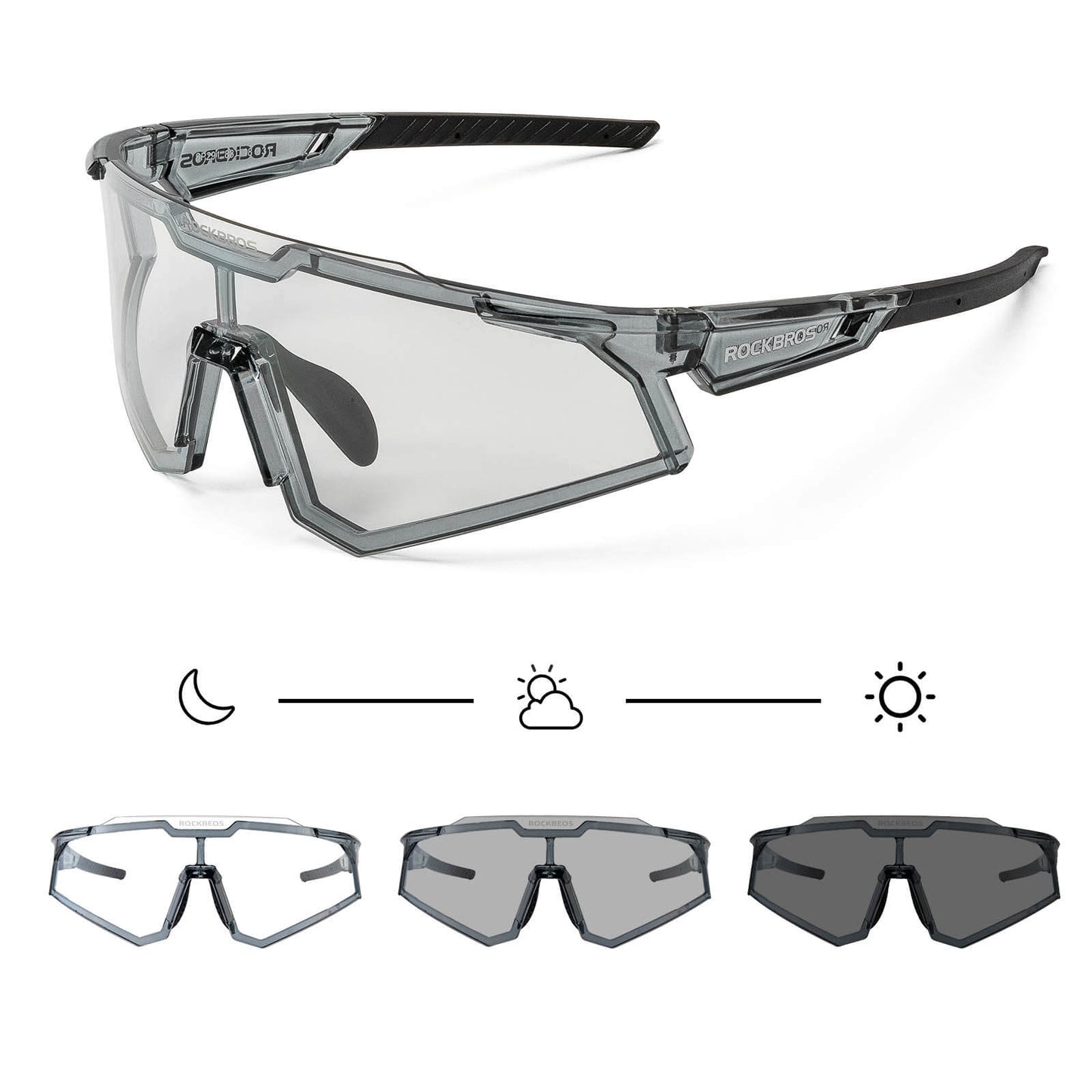 ROCKBROS Sonnenbrille Fahrradbrille Selbsttönend Outdoor UV400 Schutz