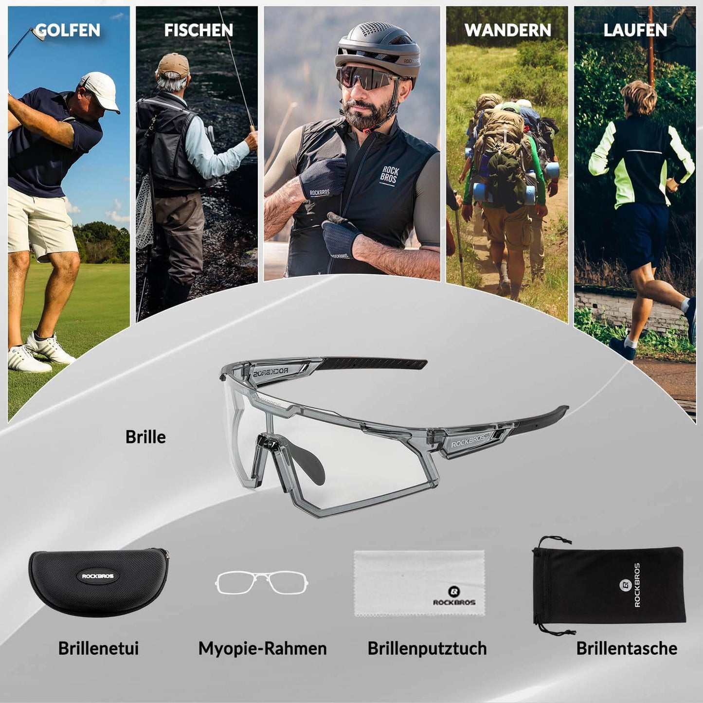 ROCKBROS Sonnenbrille Fahrradbrille Selbsttönend Outdoor UV400 Schutz