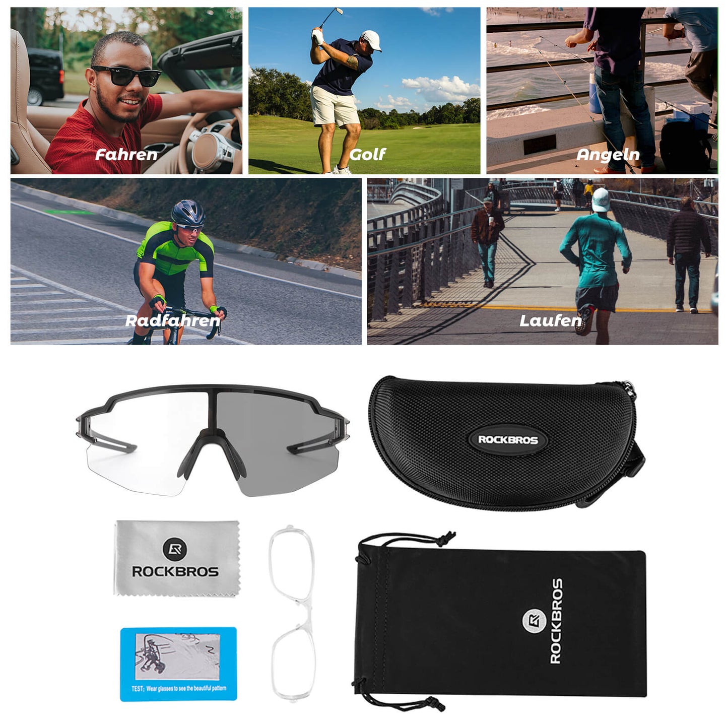 ROCKBROS Sunglasses for Men &amp; Women, UV Protection Cycling Glasses 