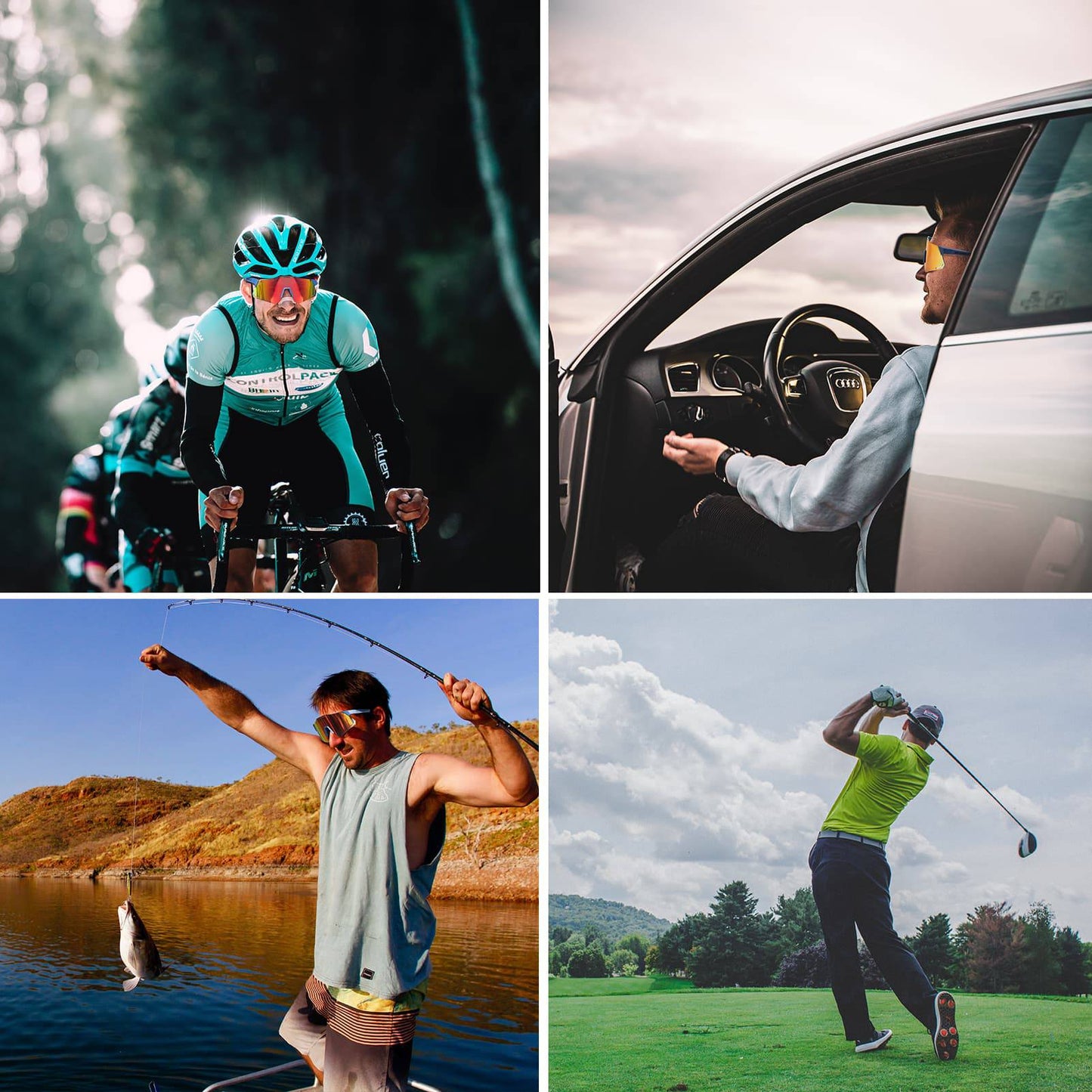 ROCKBROS sólgleraugu með UV400 vörn fyrir hjólreiðar fyrir konur/karla