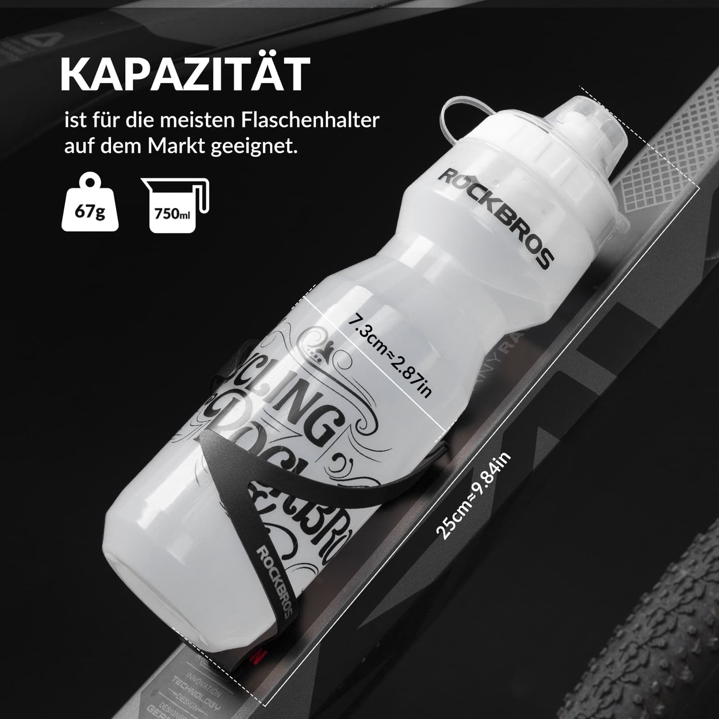 ROCKBROS Sport drykkjarflaska 750ml reiðhjólavatnsflaska BPA-frí