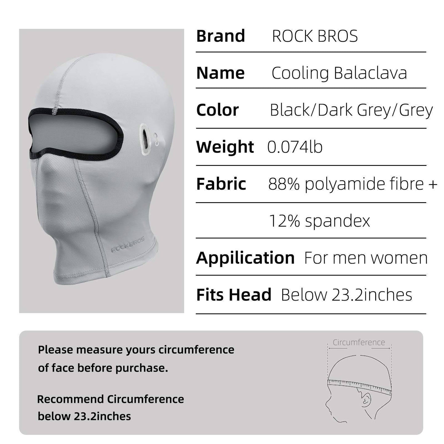 ROCKBROS Balaklava Bandana UPF 50+ Teygjanlegur fjölnota trefill Unisex 