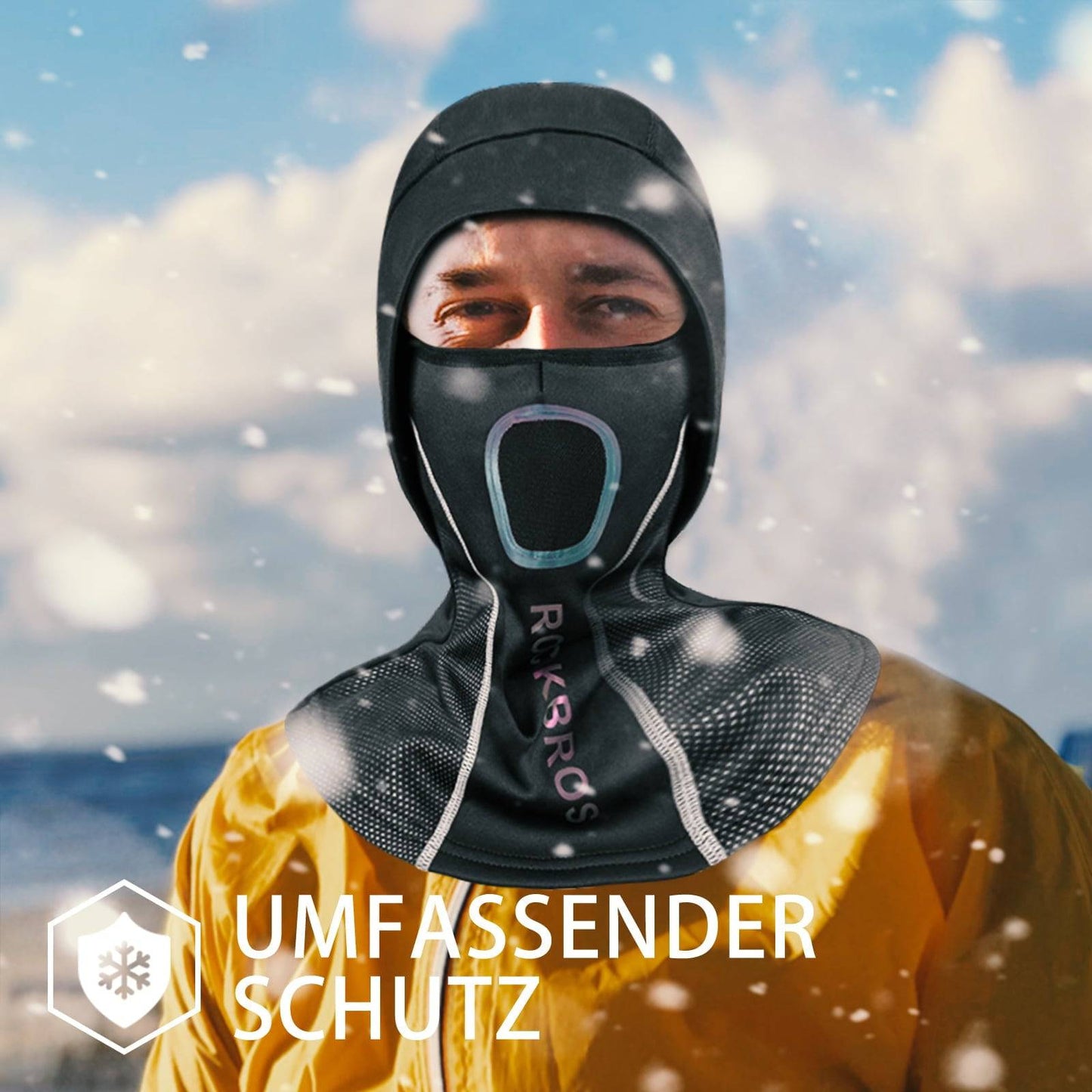 ROCKBROS Balaclava with breathable mesh for outdoor sports, unisex