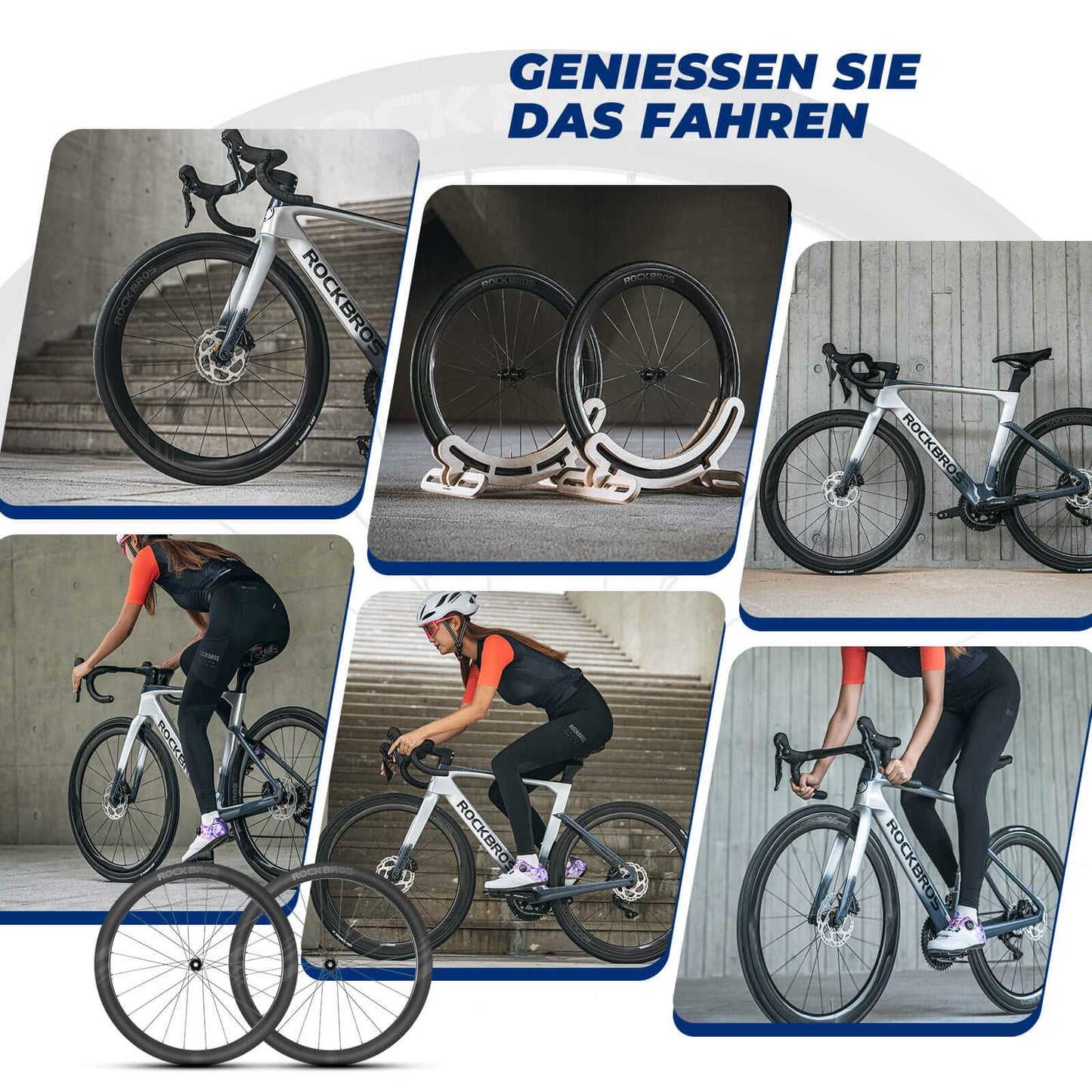 ROCKBROS T700 Carbon Laufradsatz 28‘‘ 50mm Scheibenbremse Steckachse Laufrad Set für Rennrad und SHIMANO 8-12 Fach 24 Speichen 36T-Stahllager