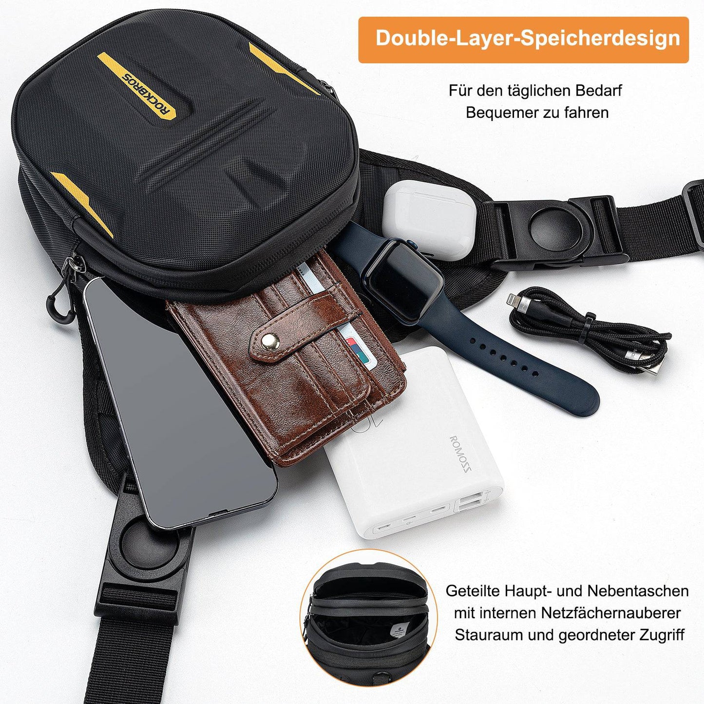 ROCKBROS Magnetic Tank Bag for Motorcycles, Leg Bag with Shoulder Strap