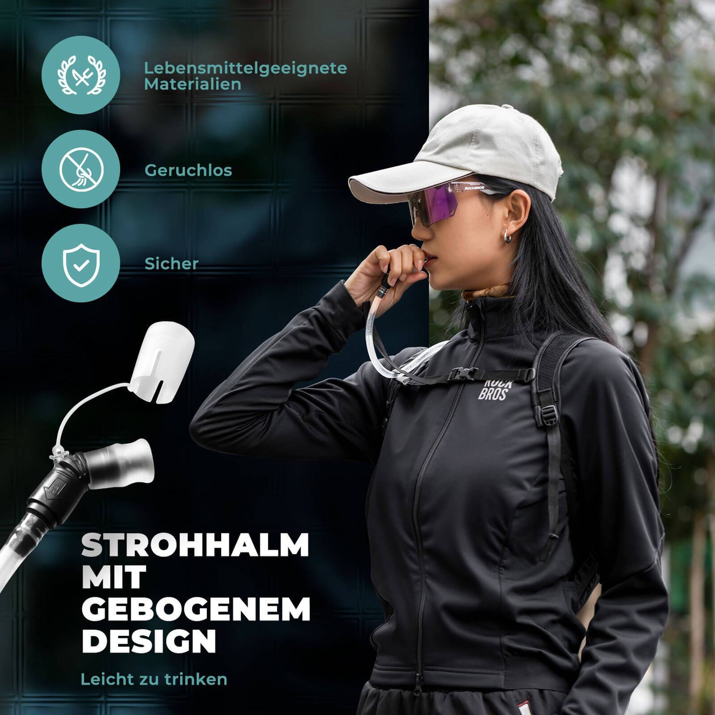 ROCKBROS Trinkblase 2L mit Trinkschlauch Leichte TPU Wasserblase