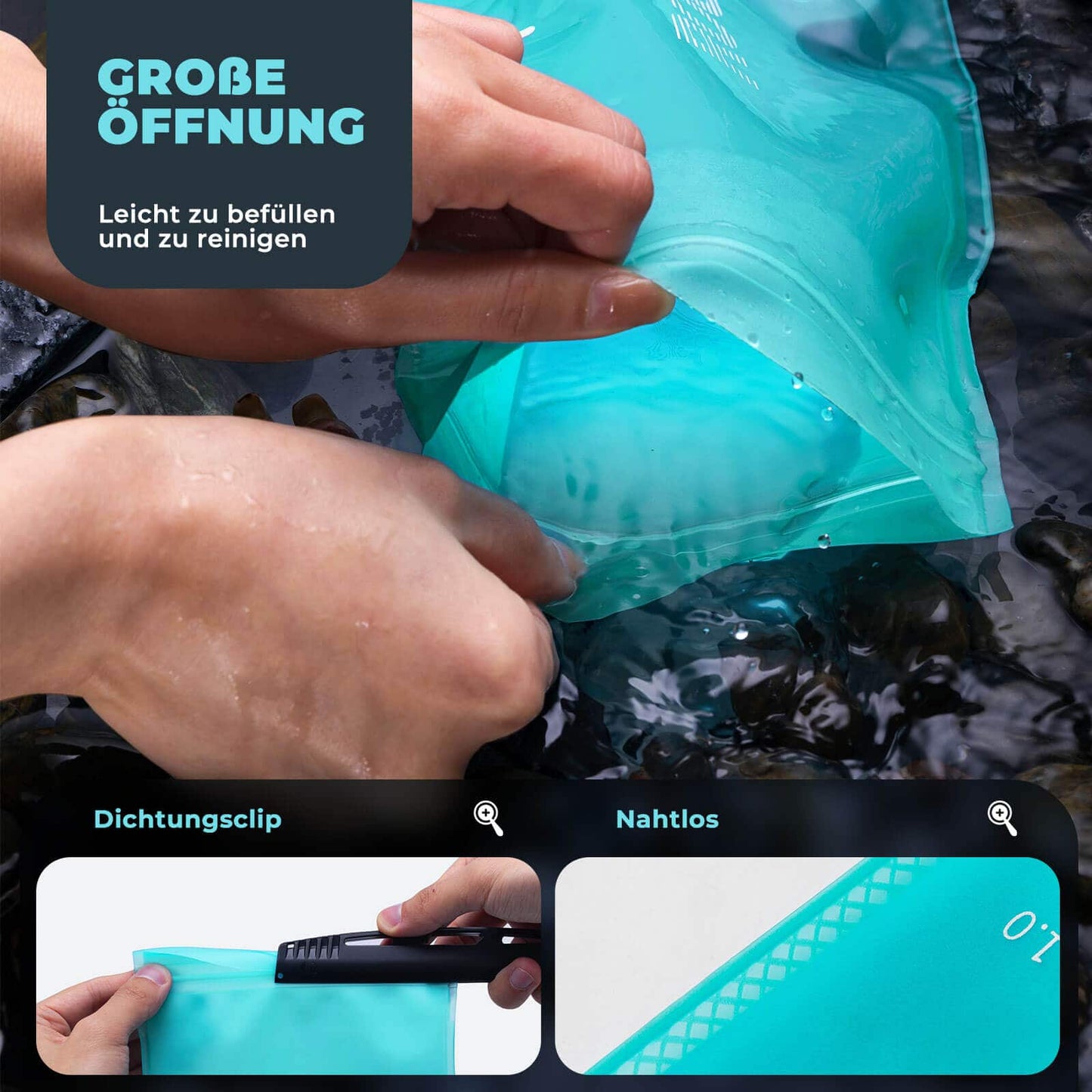 ROCKBROS Trinkblase 2L mit Trinkschlauch Leichte TPU Wasserblase