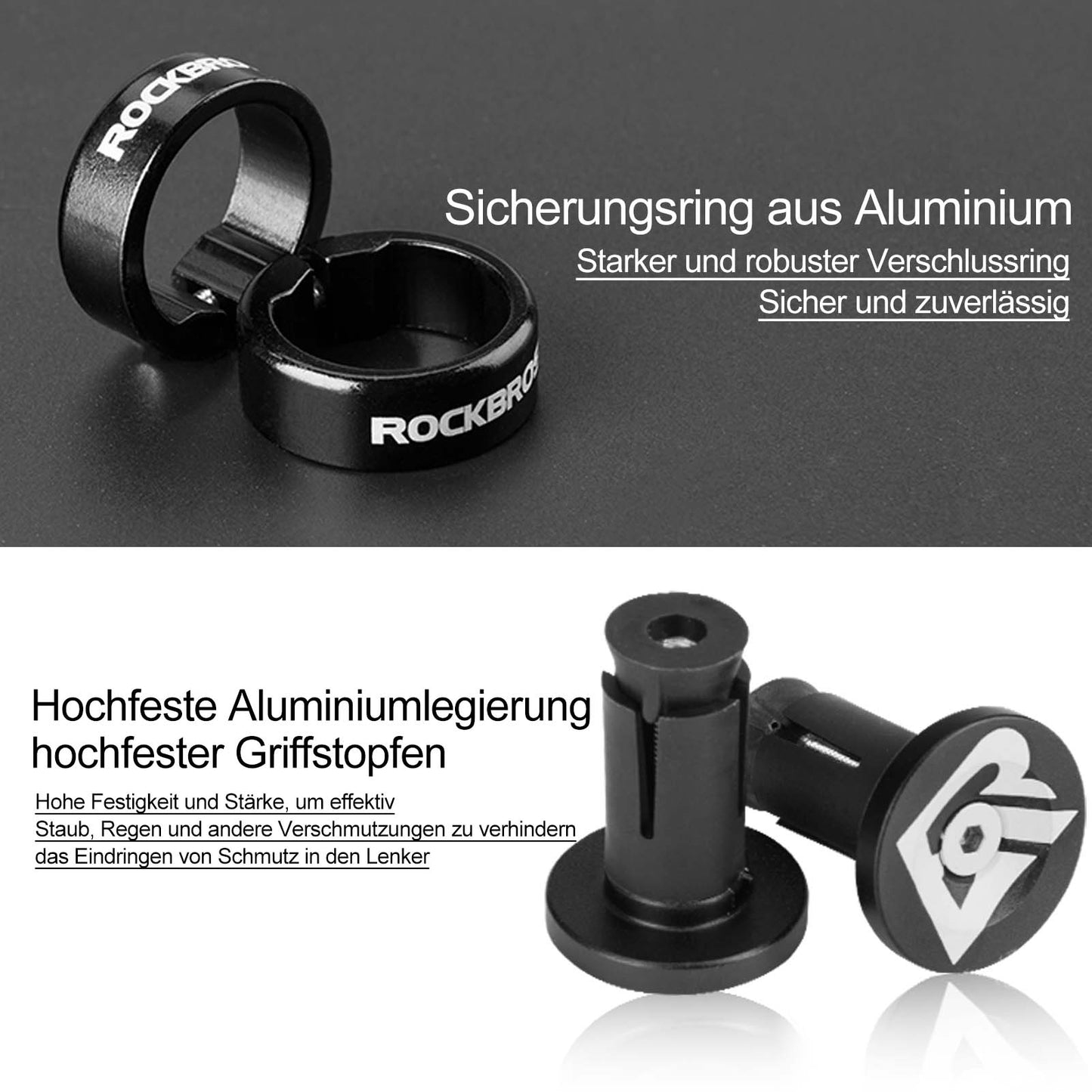 ROCKBROS Ultra-Leicht Fahrradgriffe aus Gummi mit Aluminium Lock-on Design