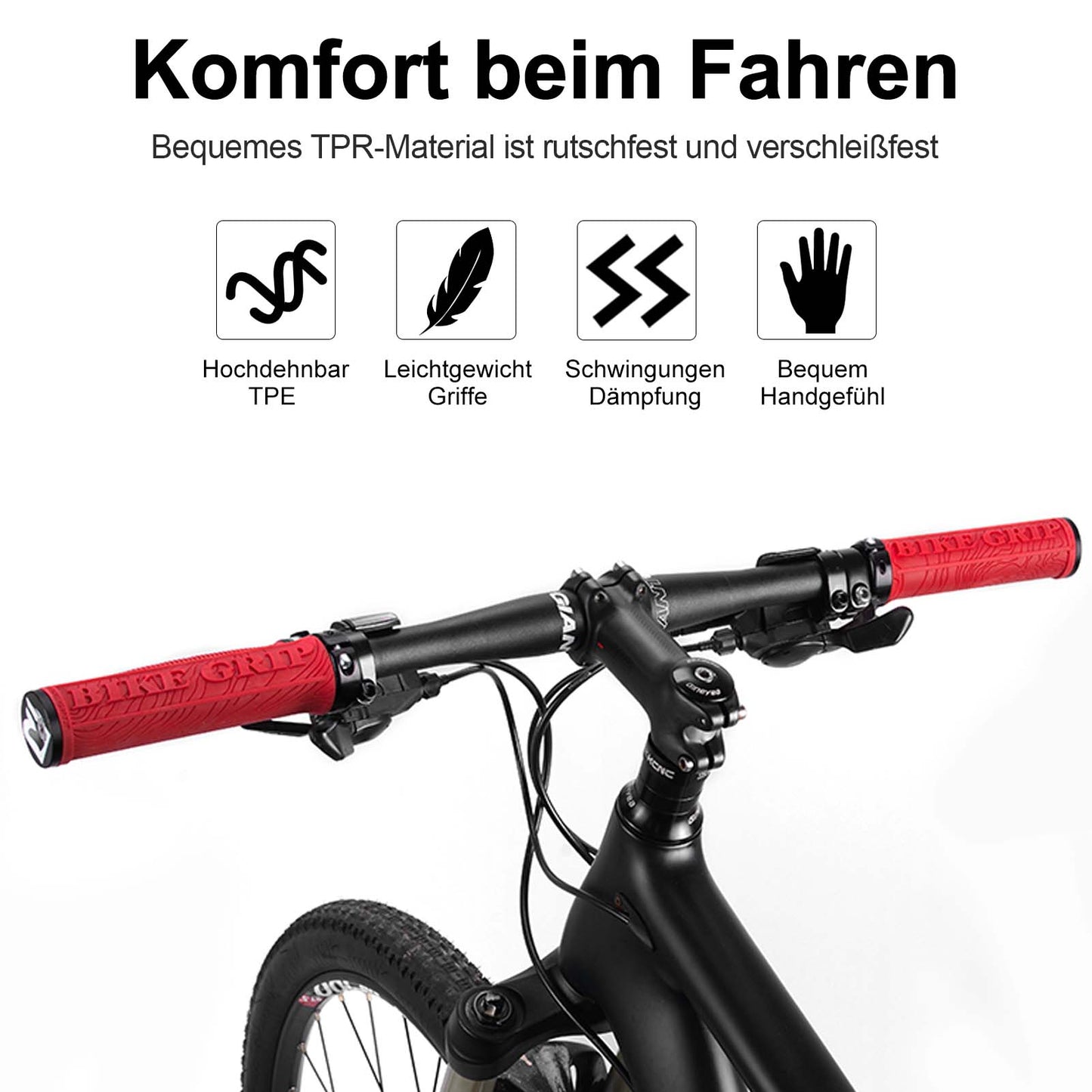 ROCKBROS Ultra-Leicht Fahrradgriffe aus Gummi mit Aluminium Lock-on Design