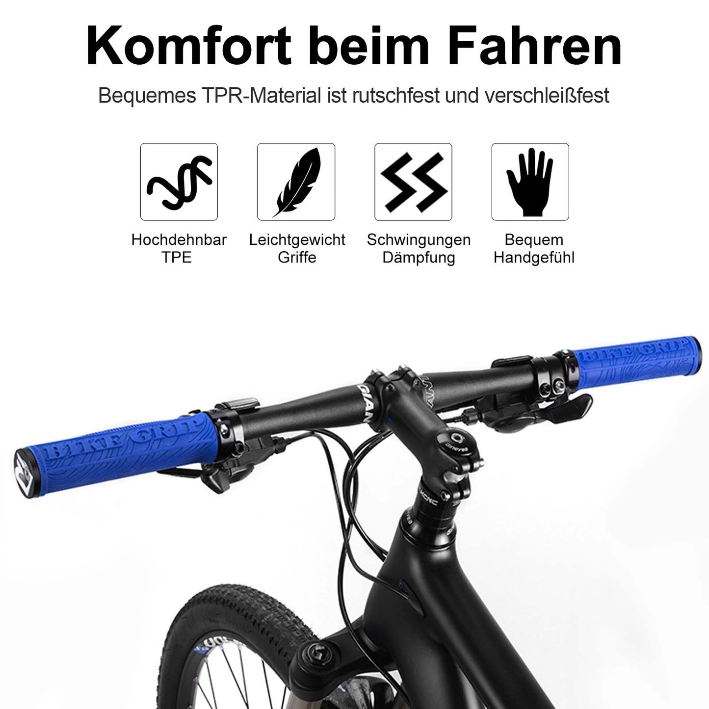 ROCKBROS Ultra-Leicht Fahrradgriffe aus Gummi mit Aluminium Lock-on Design