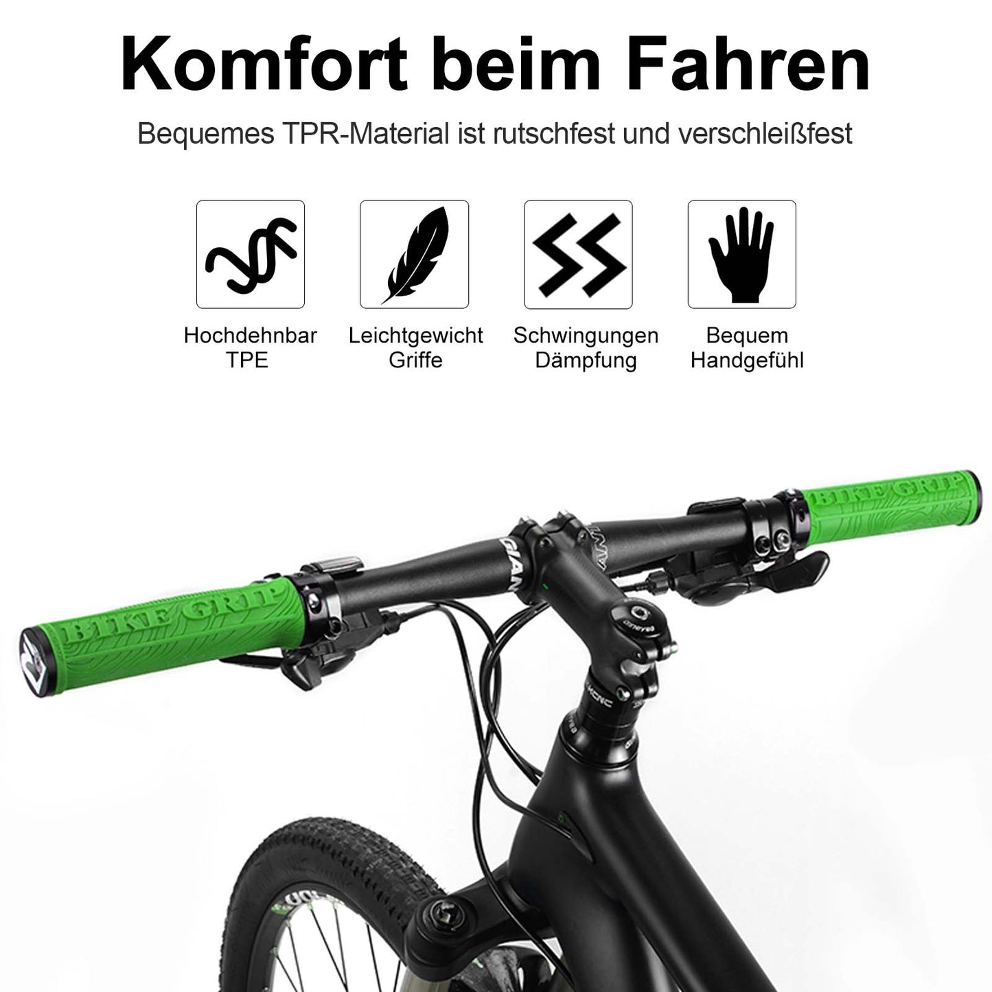 ROCKBROS Ultra-Leicht Fahrradgriffe aus Gummi mit Aluminium Lock-on Design