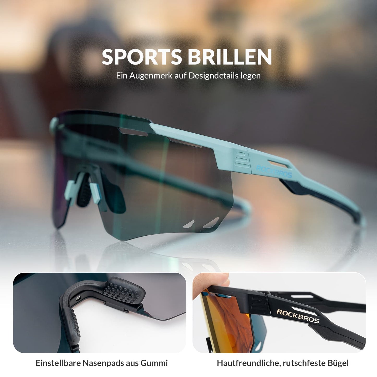 ROCKBROS Ultralight Cycling Glasses, Photochromic Sunglasses with UV400 Protection