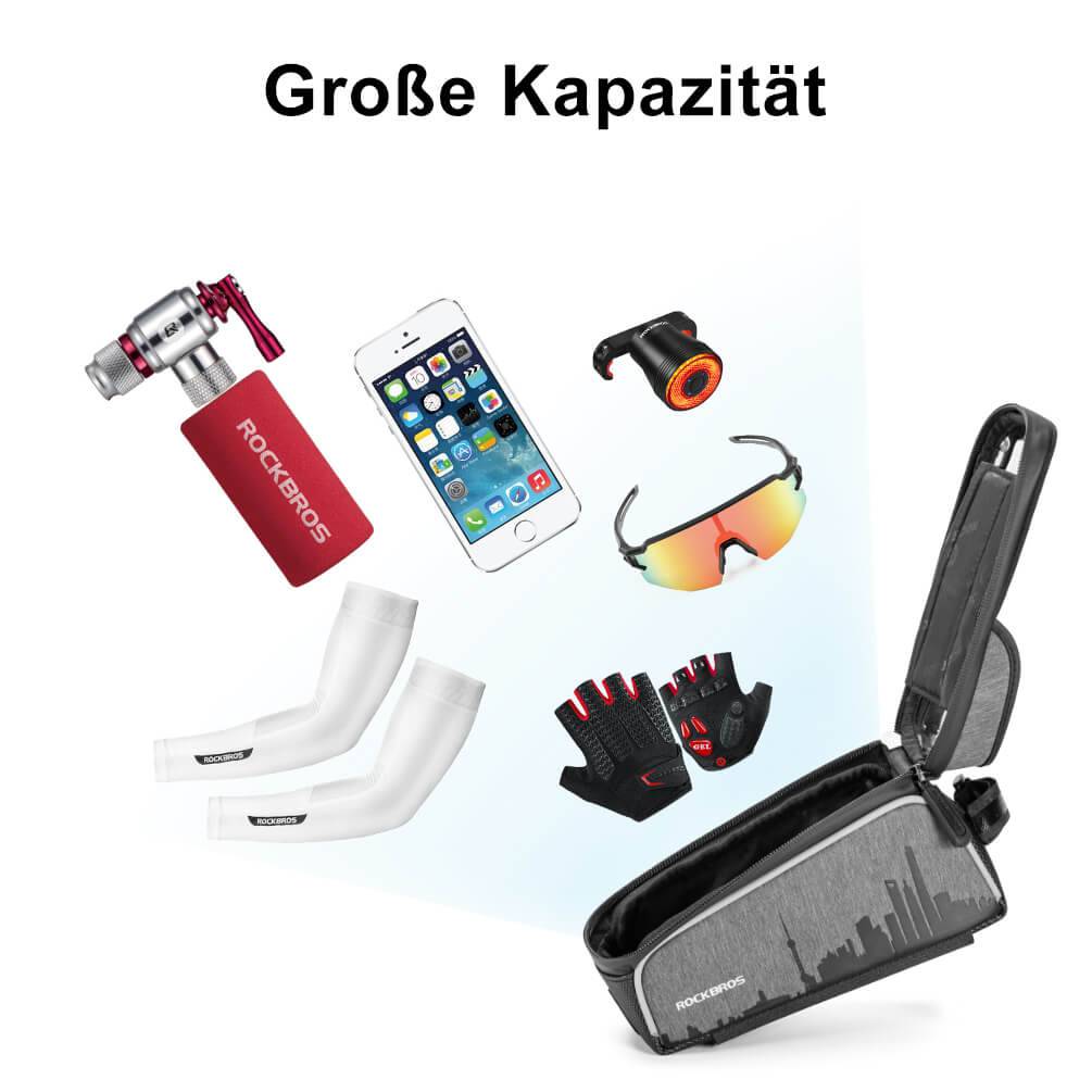 ROCKBROS waterproof top tube bag with touchscreen for mobile phones up to 6.5"