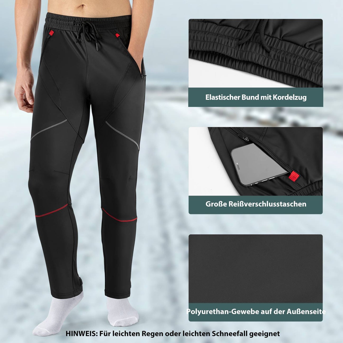 ROCKBROS Wasserabweisend Fahrradhose Herren Lange Radhose Winddicht & Warm
