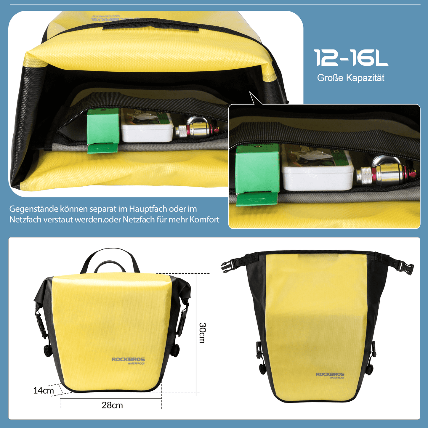 Vatnsheldur hjólabrettataska frá ROCKBROS, 12-16L