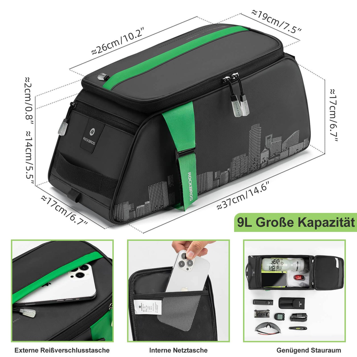 Vatnsheldur hjólataska frá ROCKBROS fyrir reiðhjól 