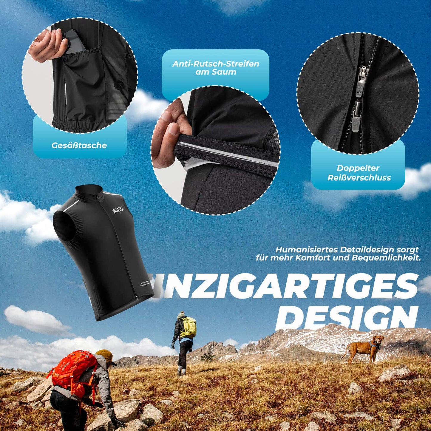 ROCKBROS Windweste Radsport Warnweste Ärmellose