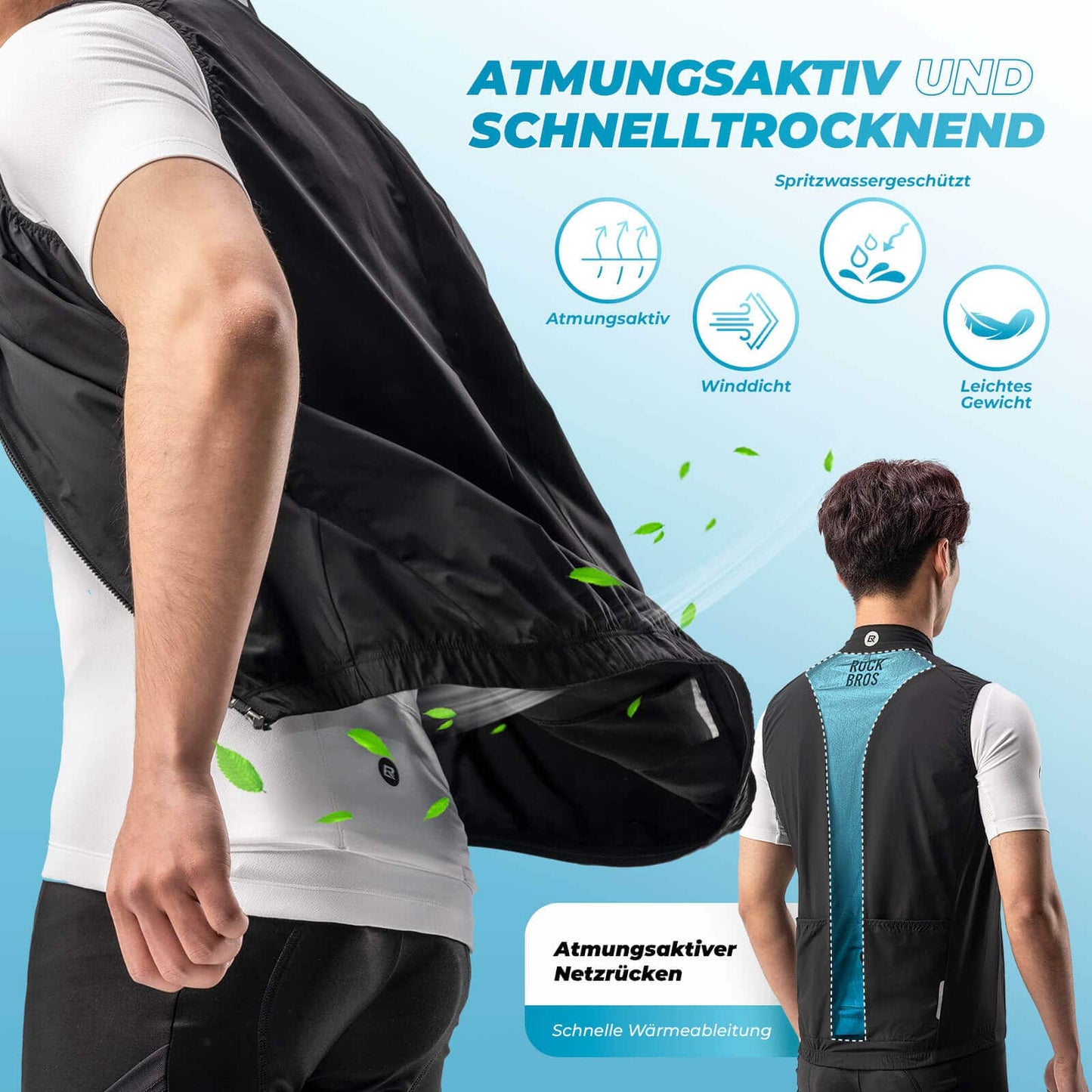 ROCKBROS Windweste Radsport Warnweste Ärmellose