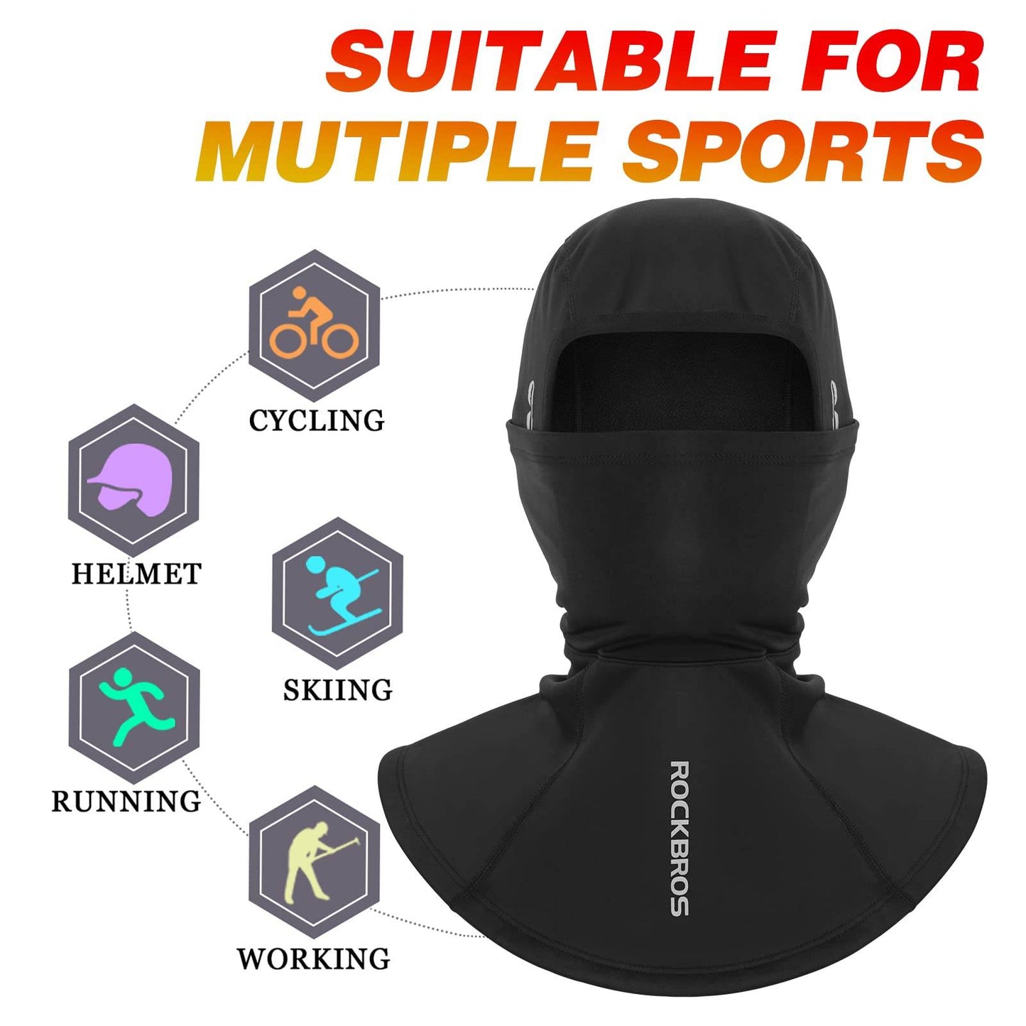 ROCKBROS Winter Balaclava Men's Windproof Storm Mask Outdoor Sports
