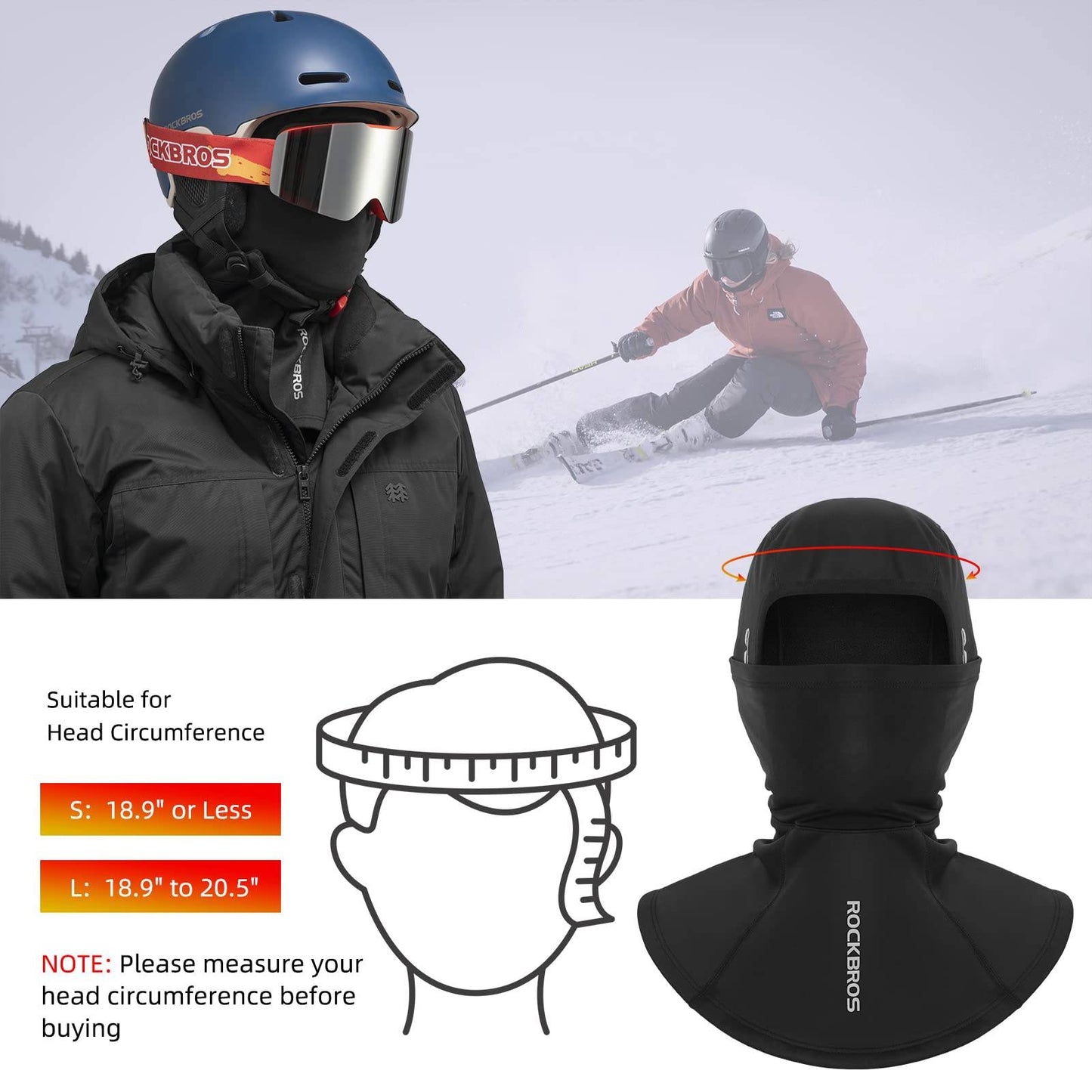 ROCKBROS Winter Balaclava Men's Windproof Storm Mask Outdoor Sports